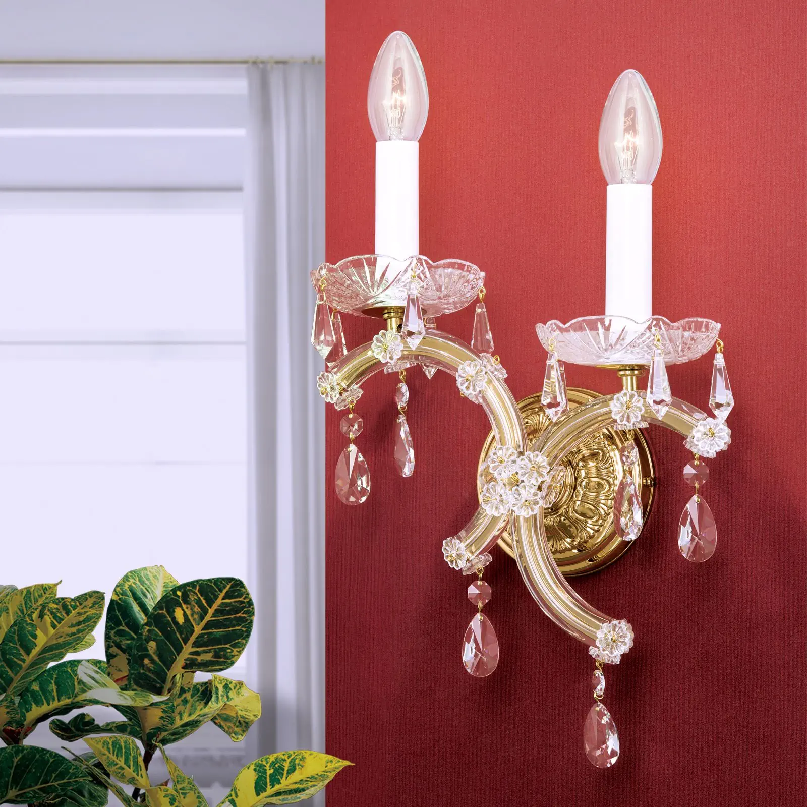 Zidna lampa MARIA THERESIA, sa dva izvora svetla, pozlaćena, desna - 1