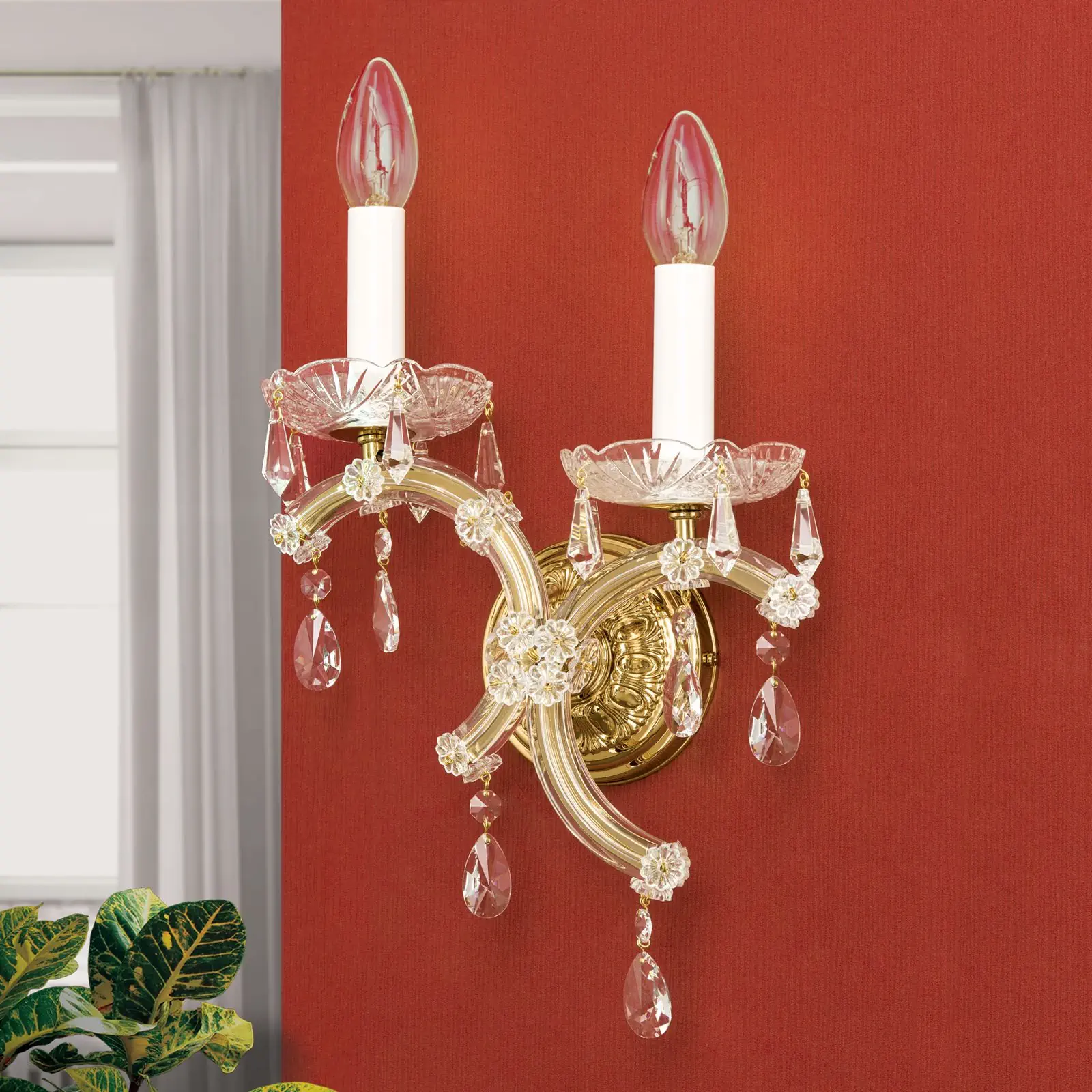 Zidna lampa MARIA THERESIA, sa dva izvora svetla, pozlaćena, desna - 3