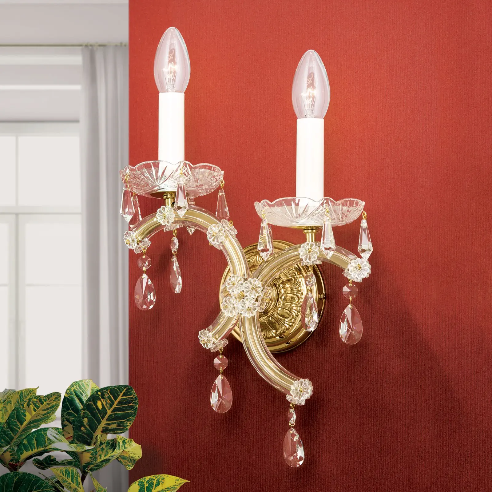 Zidna lampa MARIA THERESIA, sa dva izvora svetla, pozlaćena, desna - 7