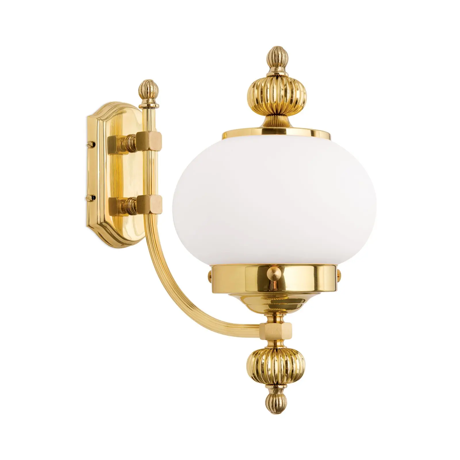 Zidna lampa WIENER NOSTALGIE, 1 izvor svetla, sjajni mesing, sa opal mat staklom, usmerena nagore - 4