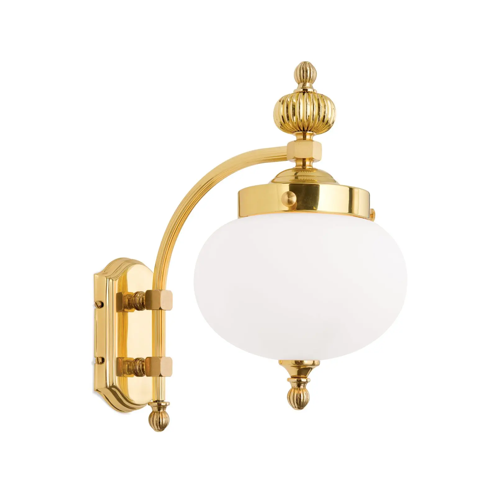 Zidna lampa WIENER NOSTALGIE, 1 izvor svetla, sjajni mesing, sa opal mat staklom, usmerena nadole - 4