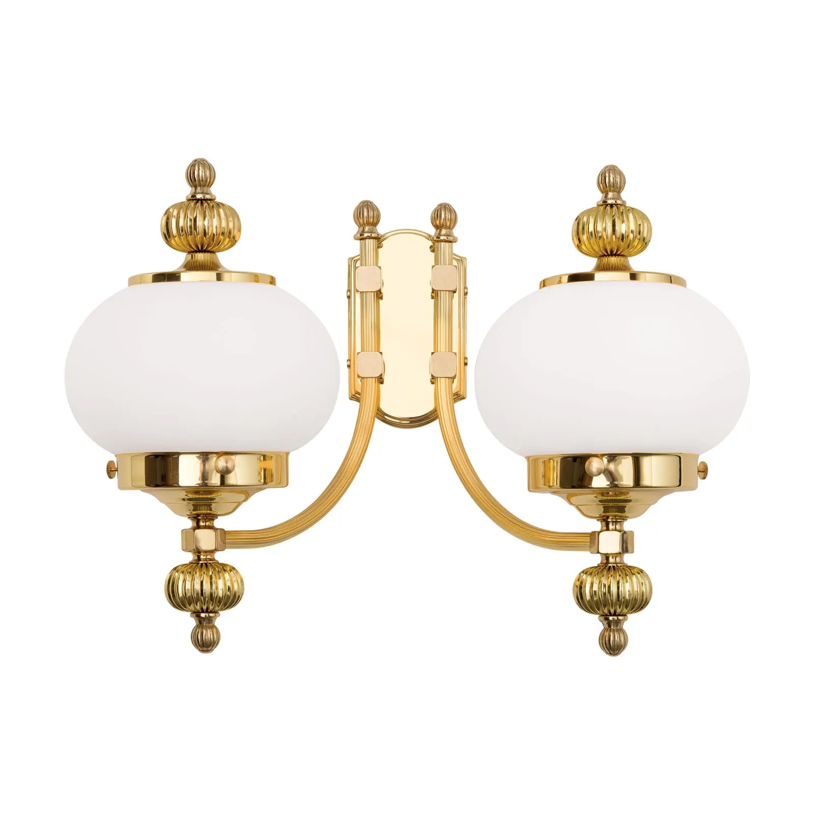 Zidna lampa WIENER NOSTALGIE, 2 izvora svetla, sjajni mesing, sa opal mat staklom, usmerena nagore - 4