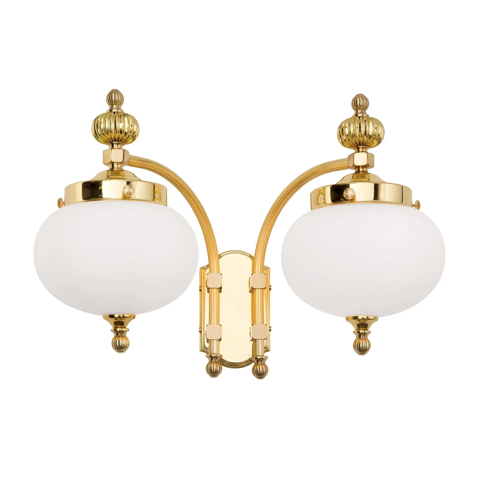 Zidna lampa WIENER NOSTALGIE, 2 izvora svetla, sjajni mesing, sa opal mat staklom, usmerena nadole - 4