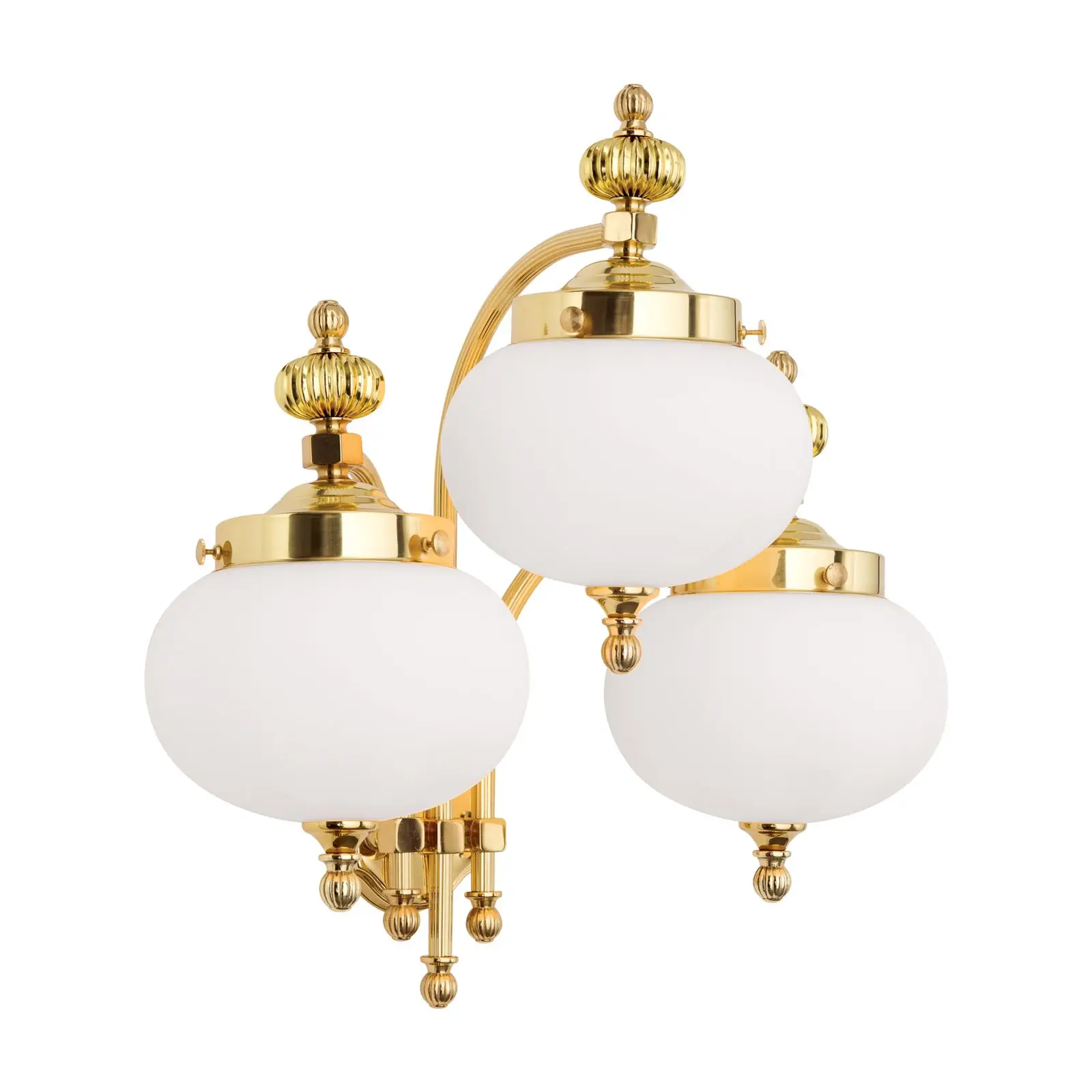 Zidna lampa WIENER NOSTALGIE, 3 izvora svetla, sjajni mesing, sa opal mat staklom, usmerena nadole - 4