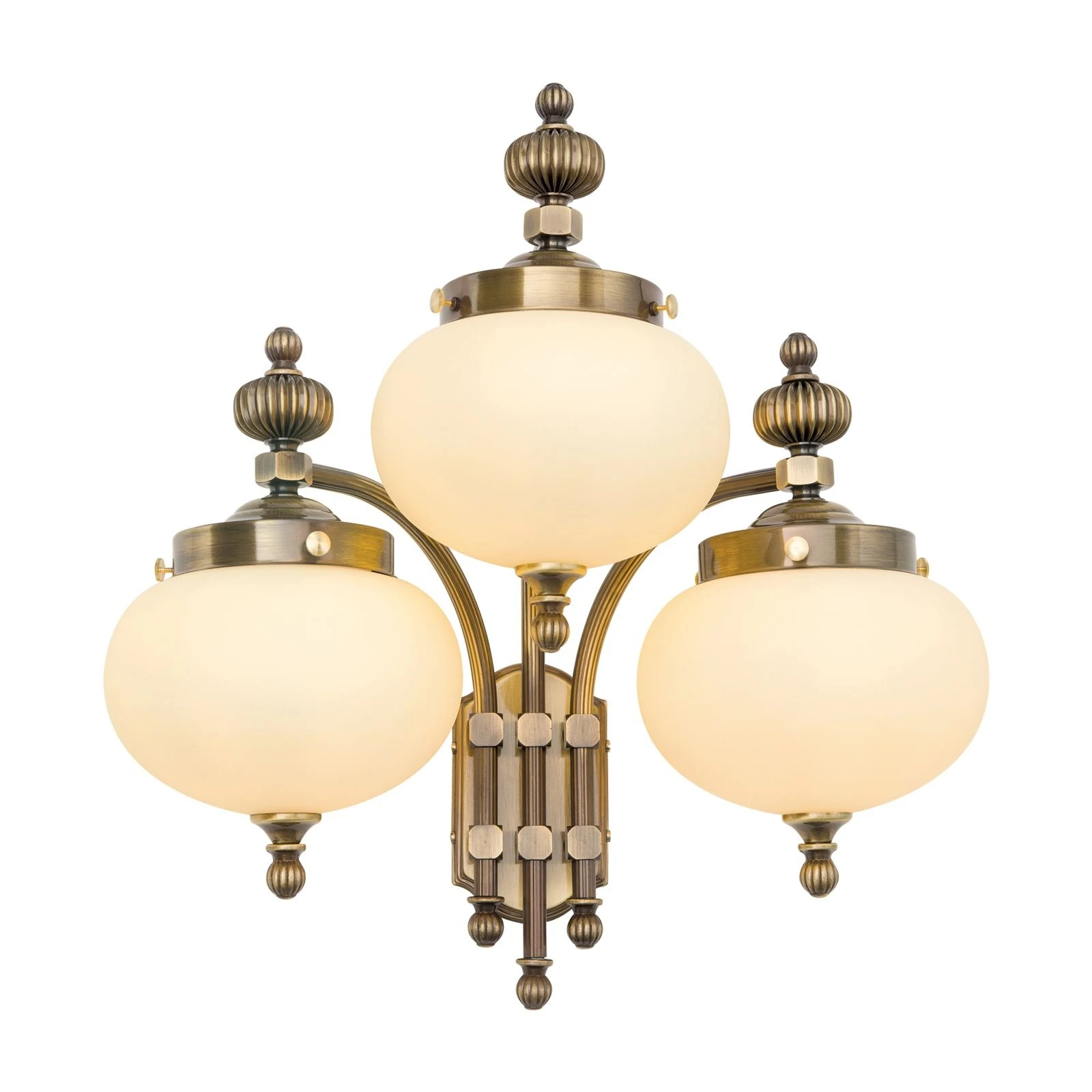 Zidna lampa WIENER NOSTALGIE, 3 izvora svetla, nadole, antik mesing, šampanj staklo - 4