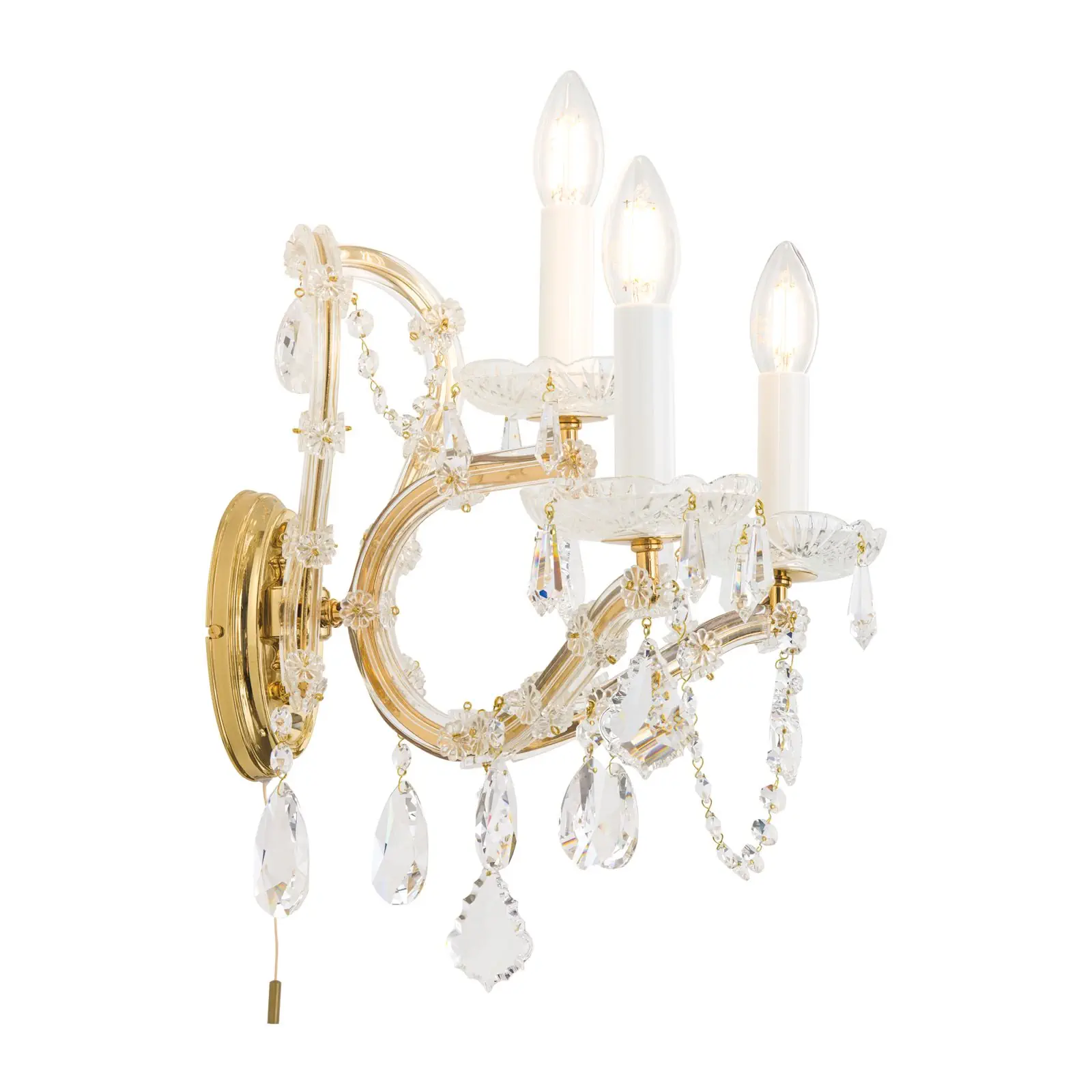 Zidna lampa sa krakom MARIA THERESIA, sa tri izvora svetla, pozlaćena - 4
