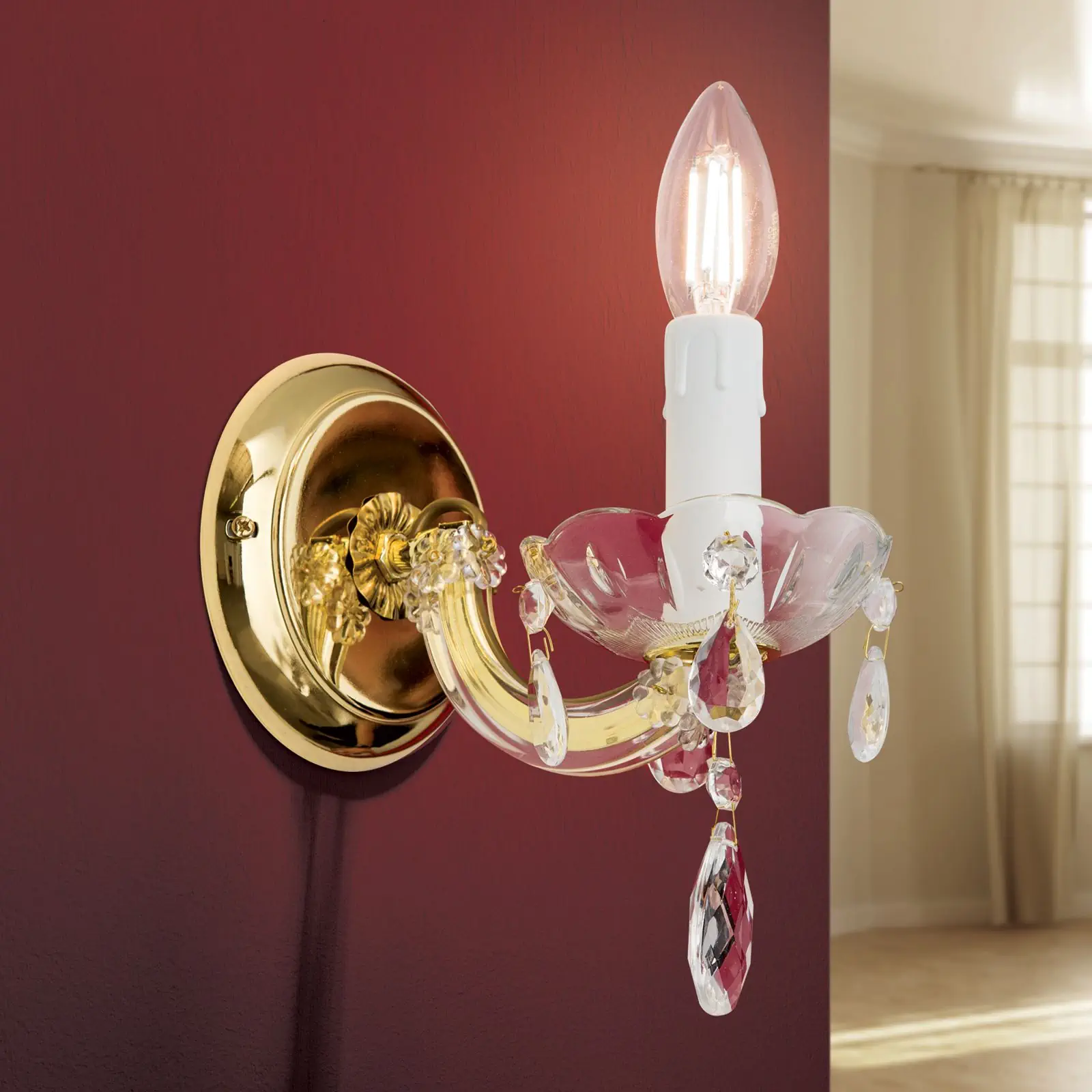 Zidna lampa MARIE CLAIRE, sa jednim izvorom svetla, pozlaćena