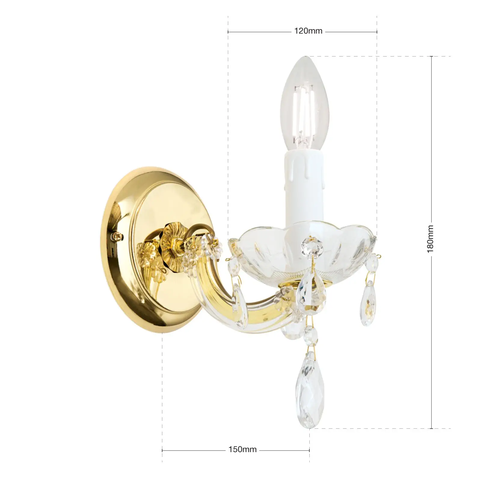 Zidna lampa MARIE CLAIRE, sa jednim izvorom svetla, pozlaćena - 7