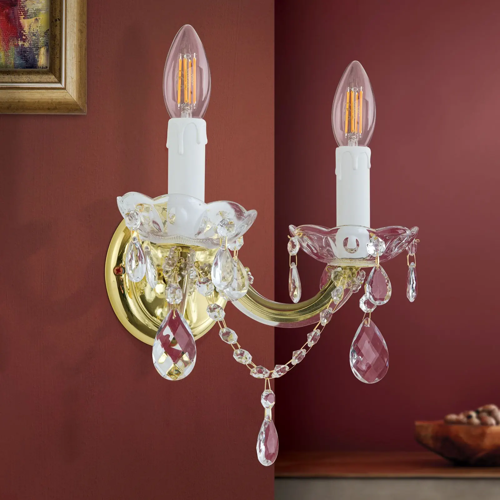 Zidna lampa MARIE CLAIRE, sa dva izvora svetla, pozlaćena - 3