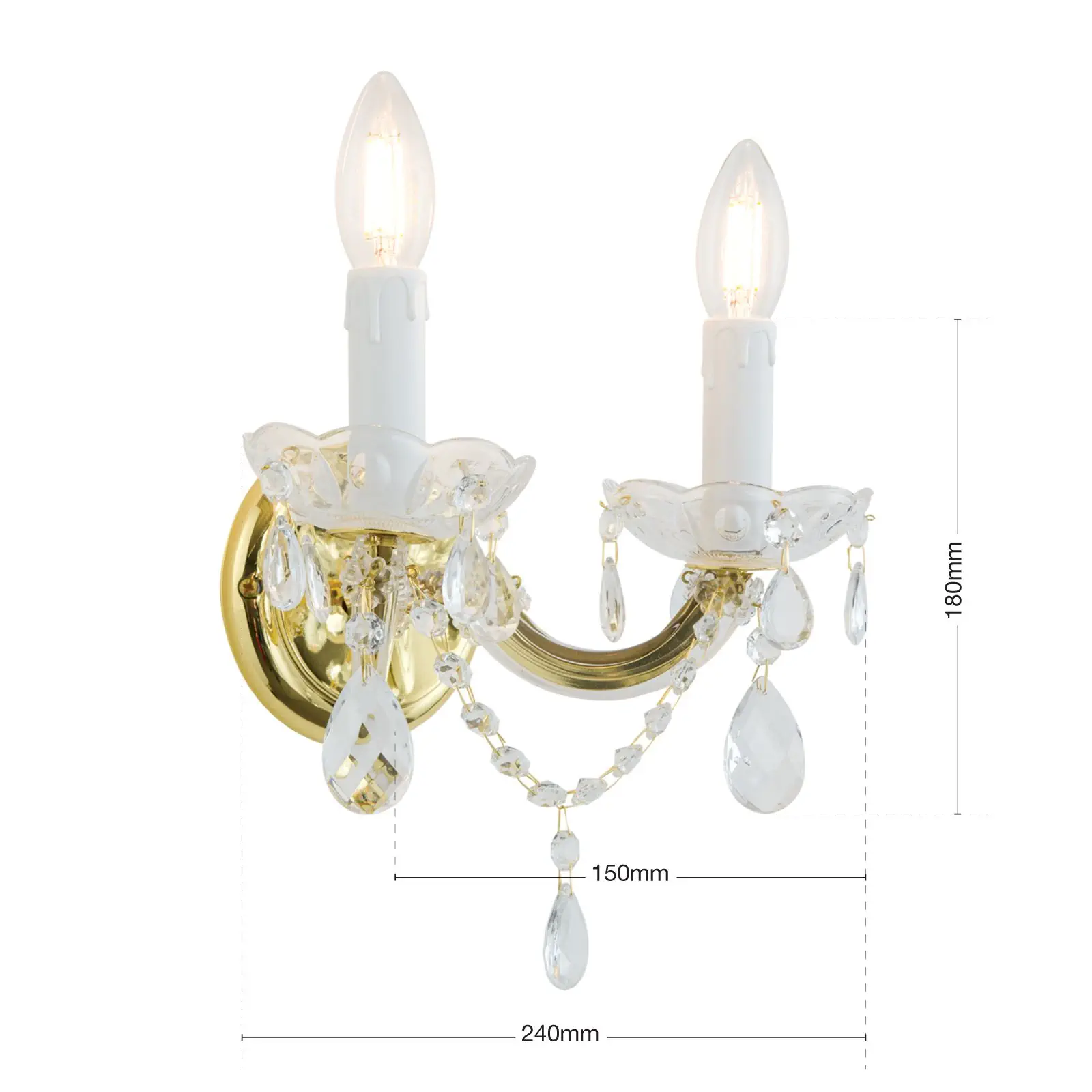 Zidna lampa MARIE CLAIRE, sa dva izvora svetla, pozlaćena - 7