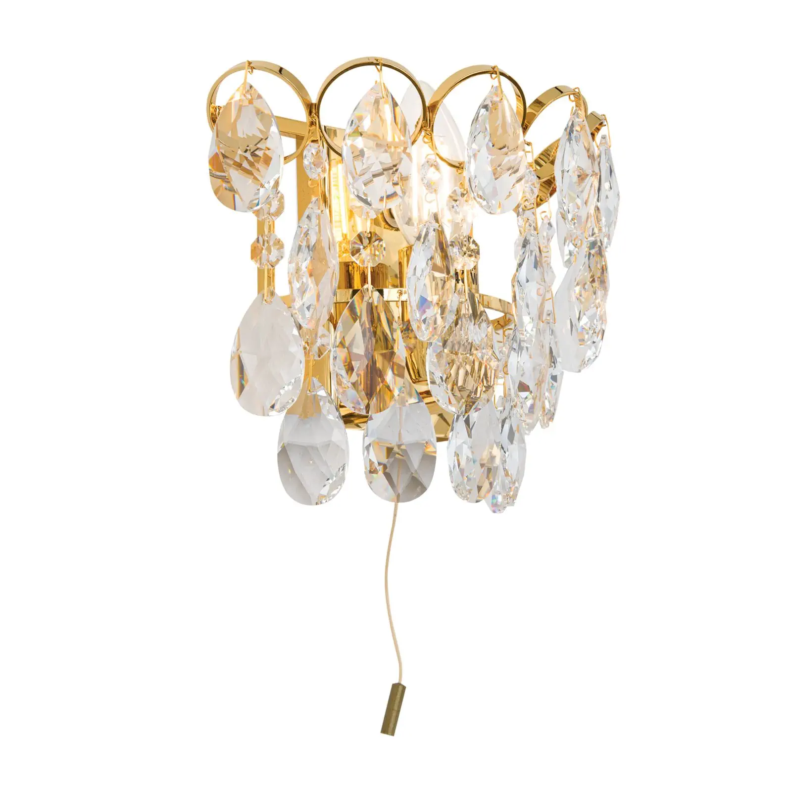 Zidna lampa KRISTALL KLASSISCH, sa jednim izvorom svetla, pozlaćena, sa prekidačem na povlačenje - 4