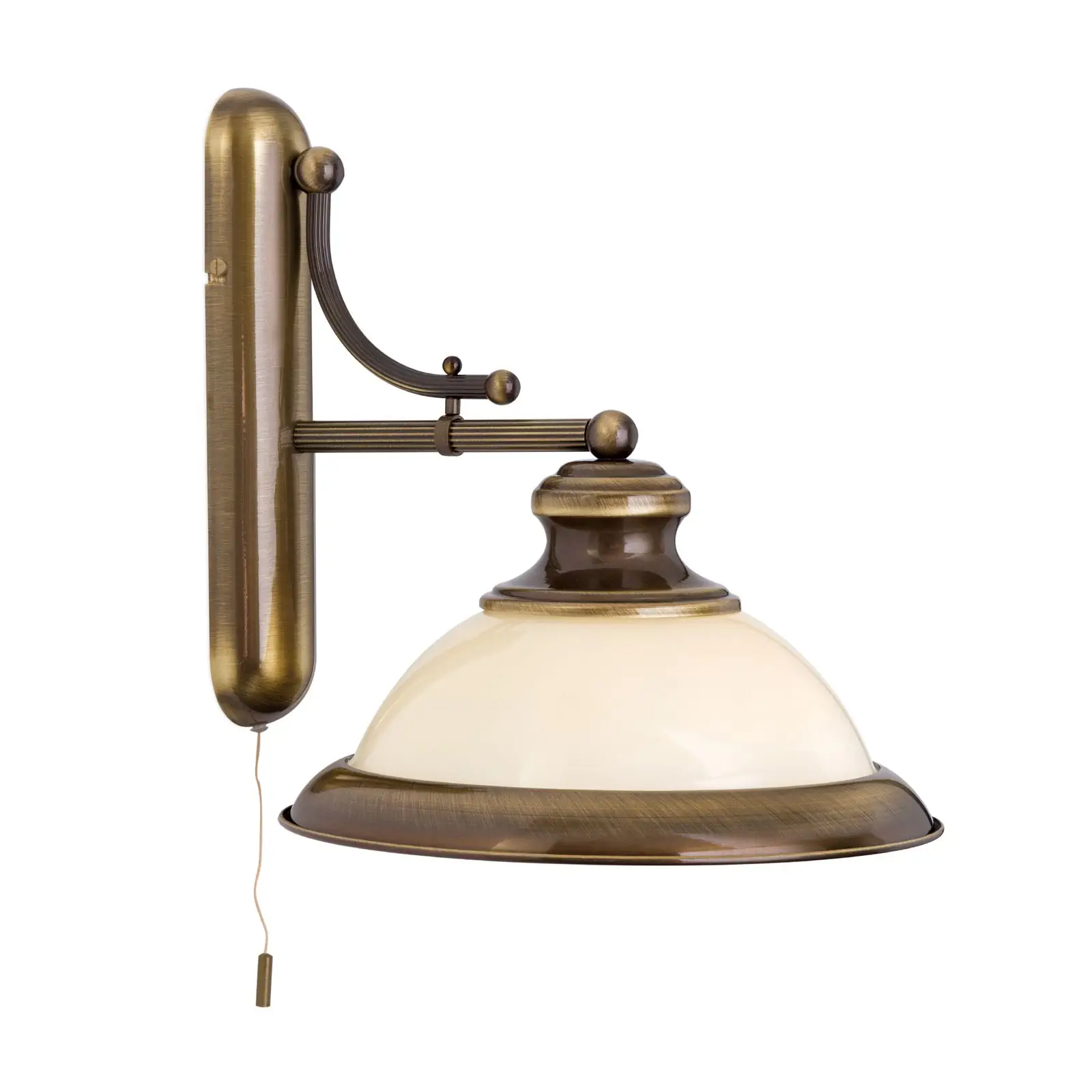 Zidna lampa AUSTRIAN OLD LAMP, antik mesing završna obrada, sa abažurom od šampanj stakla - 4