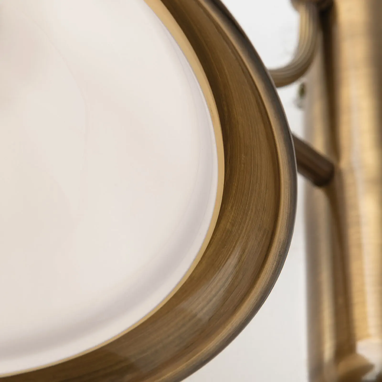 Zidna lampa AUSTRIAN OLD LAMP, antik mesing završna obrada, sa 2 abažura od šampanj stakla - 6