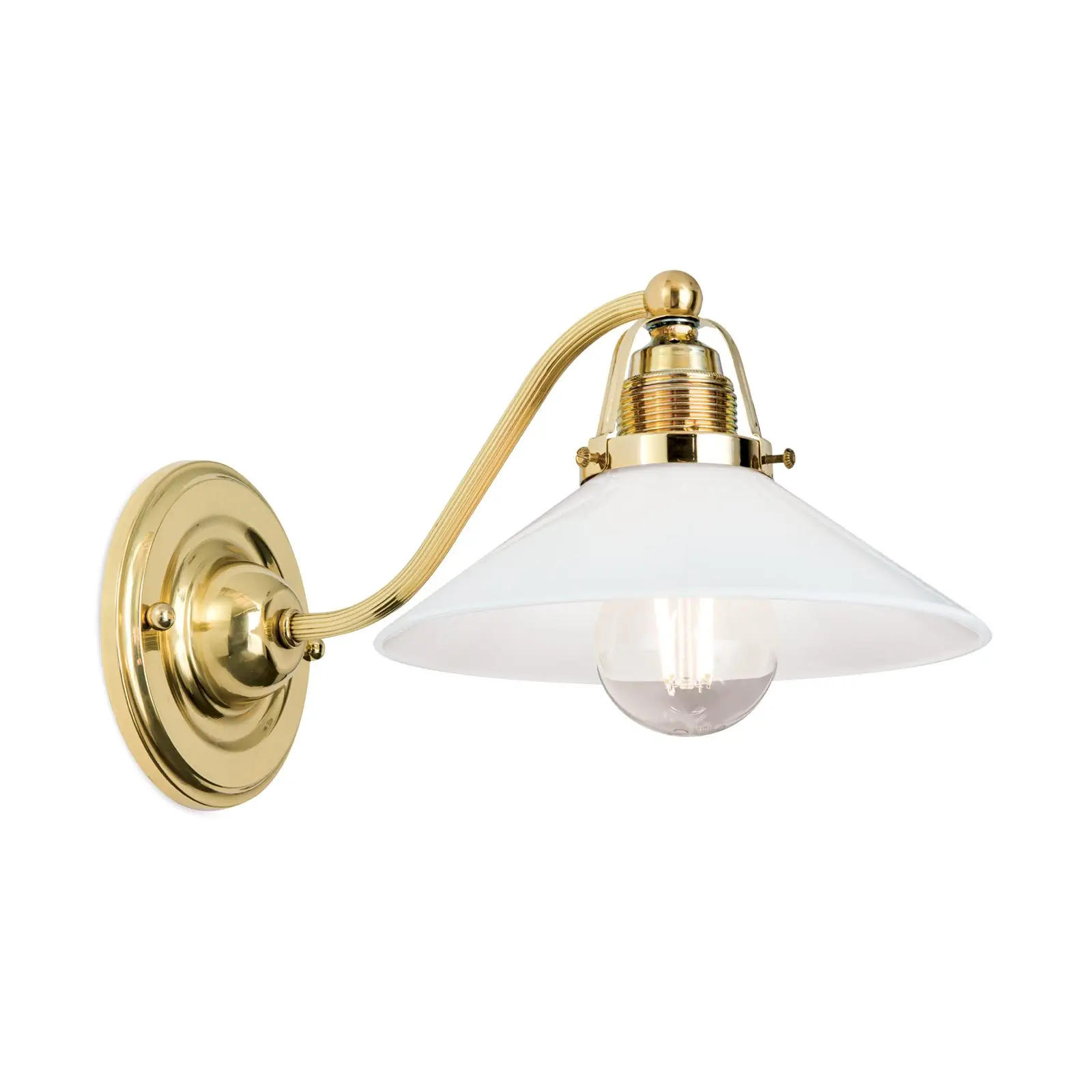 Zidna lampa ARTDESIGN, sa jednim izvorom svetla, sjajni mesing, sa opalnim staklom - 4