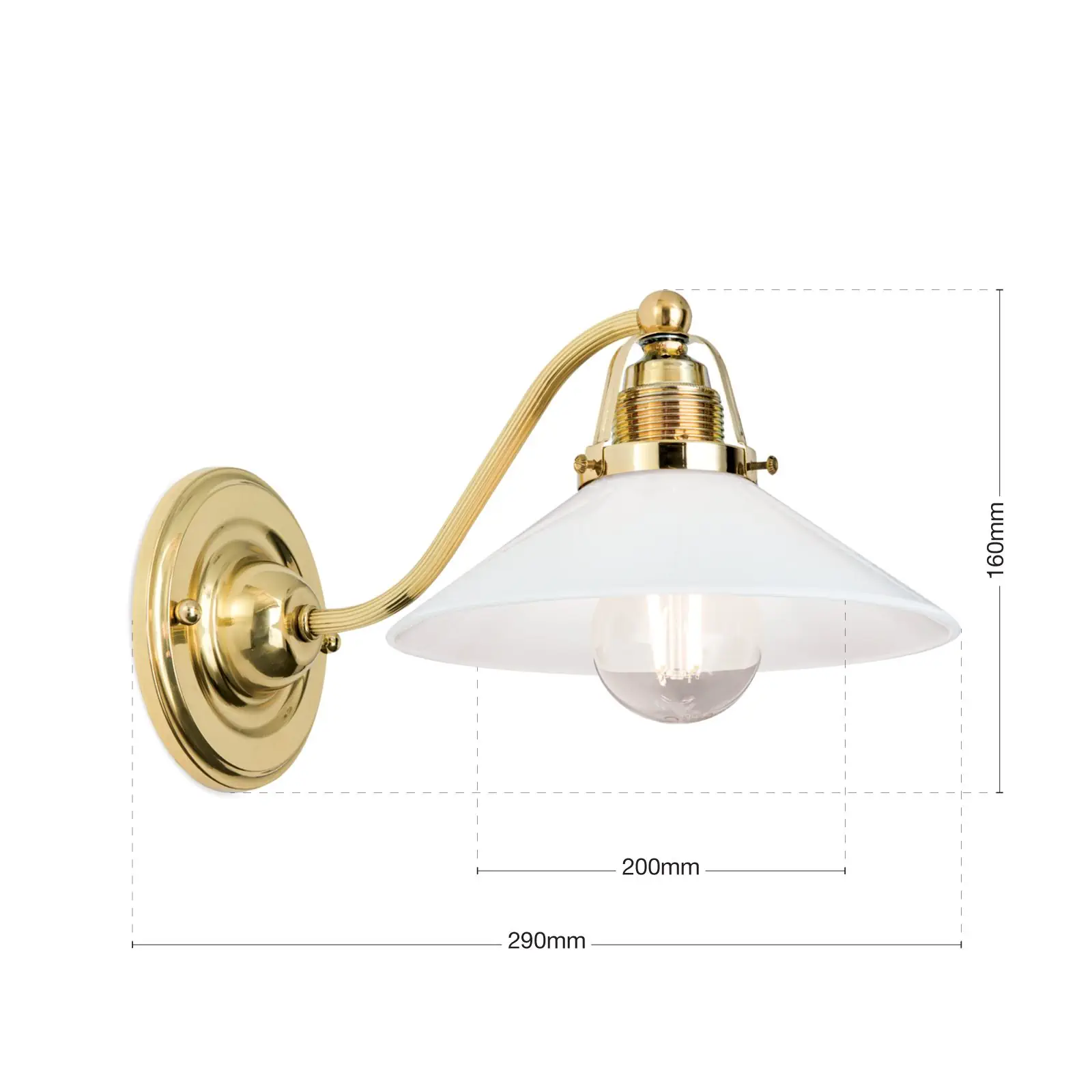 Zidna lampa ARTDESIGN, sa jednim izvorom svetla, sjajni mesing, sa opalnim staklom - 7