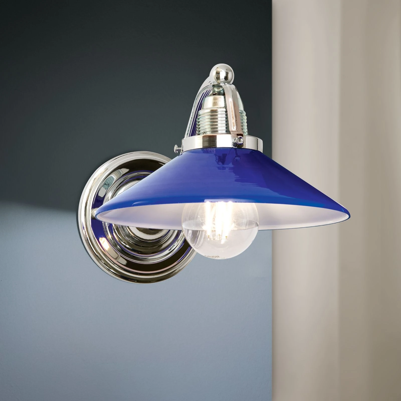 Zidna lampa ARTDESIGN, 1 izvor svetla, hrom, plavo staklo - 2