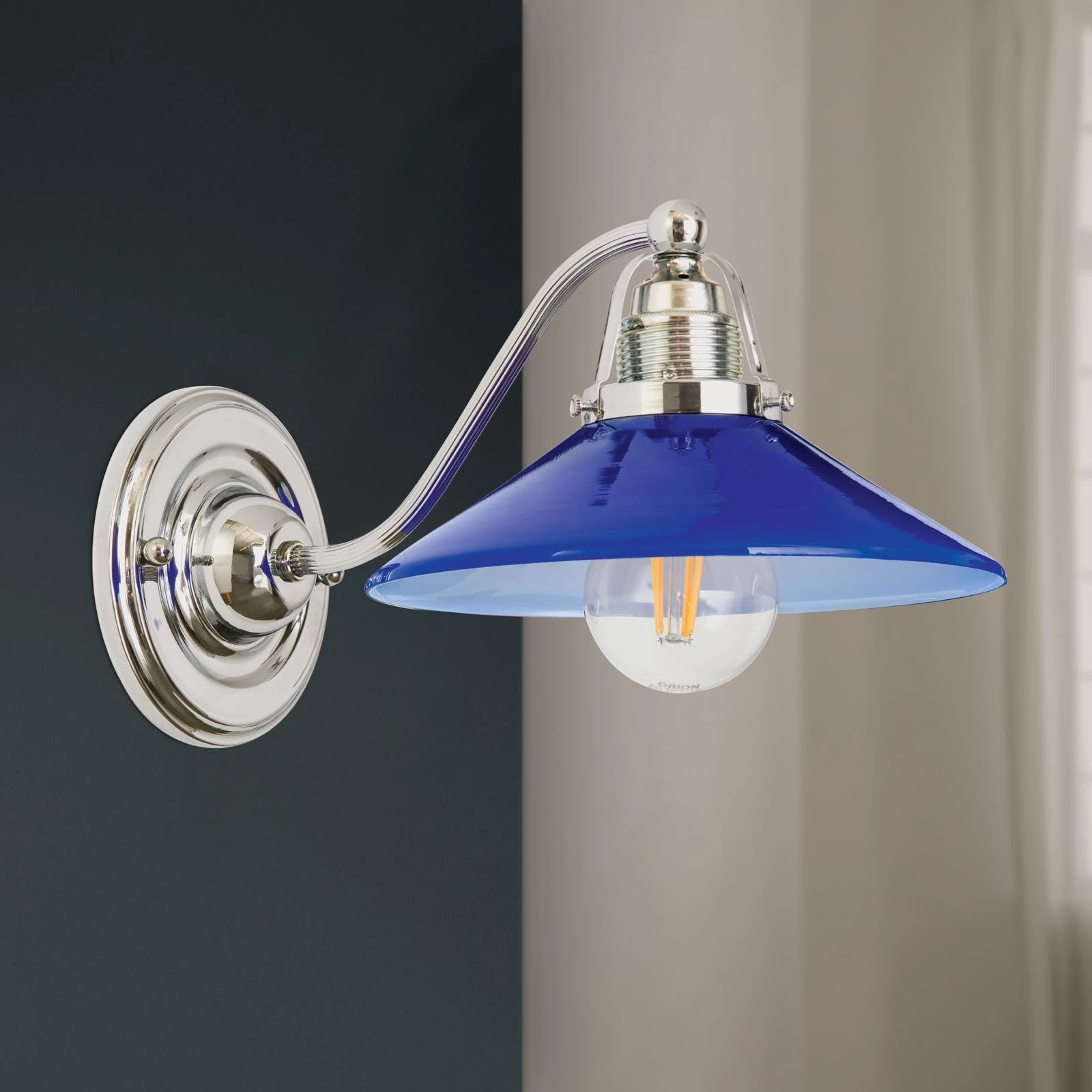 Zidna lampa ARTDESIGN, 1 izvor svetla, hrom, plavo staklo - 3