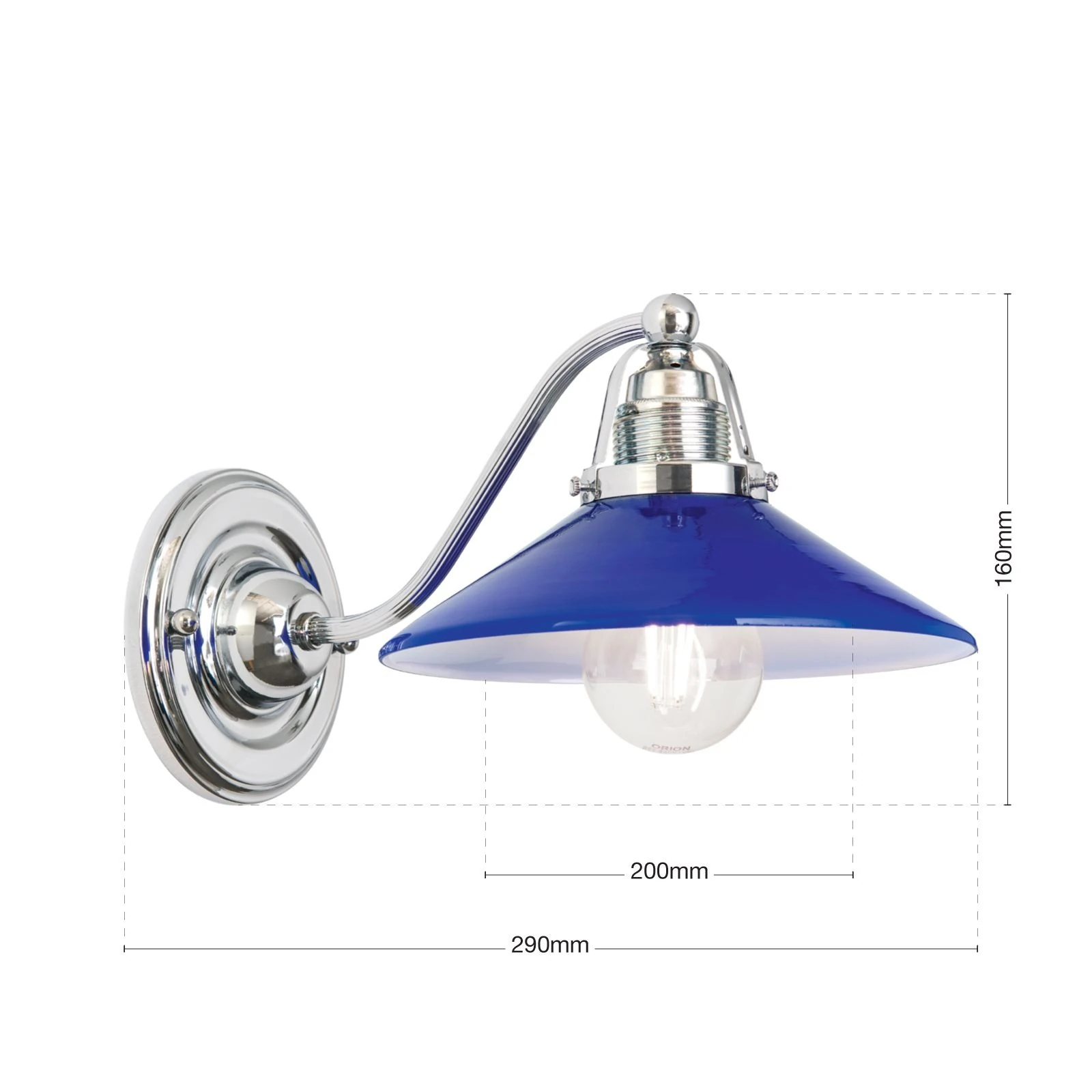 Zidna lampa ARTDESIGN, 1 izvor svetla, hrom, plavo staklo - 7