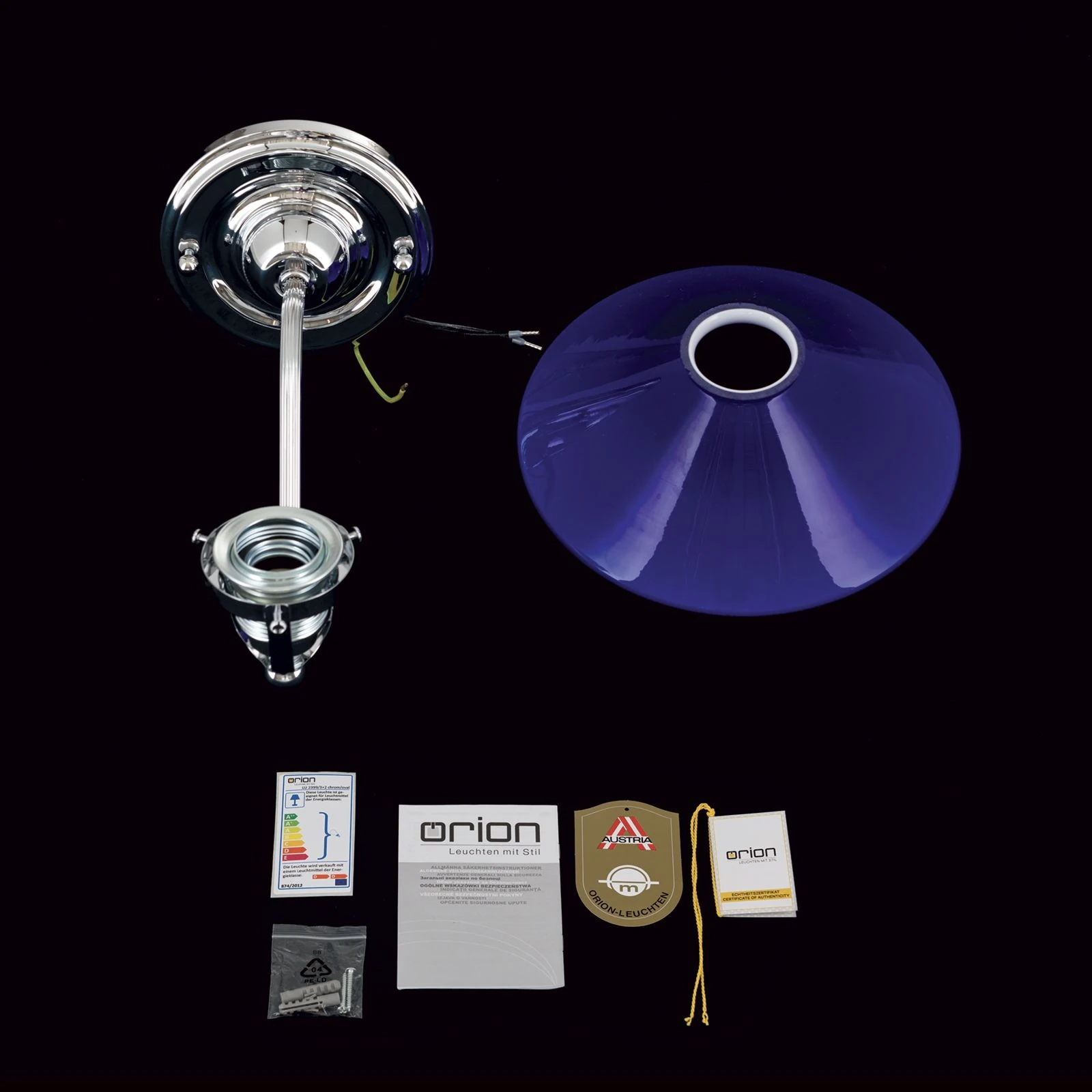 Zidna lampa ARTDESIGN, 1 izvor svetla, hrom, plavo staklo - 8