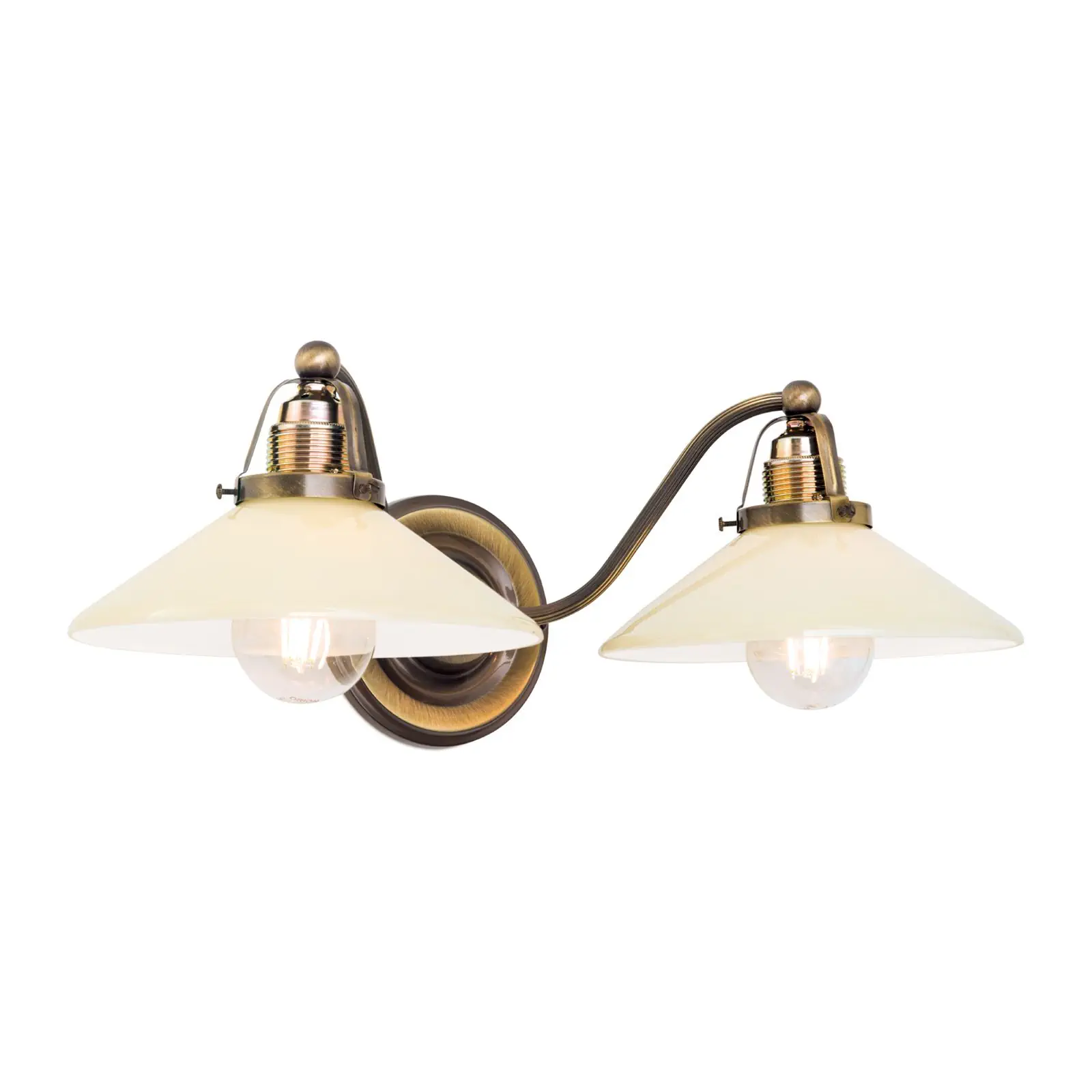 Zidna lampa ARTDESIGN, sa dva izvora svetla, antik mesing završna obrada, sa šampanj staklom - 4