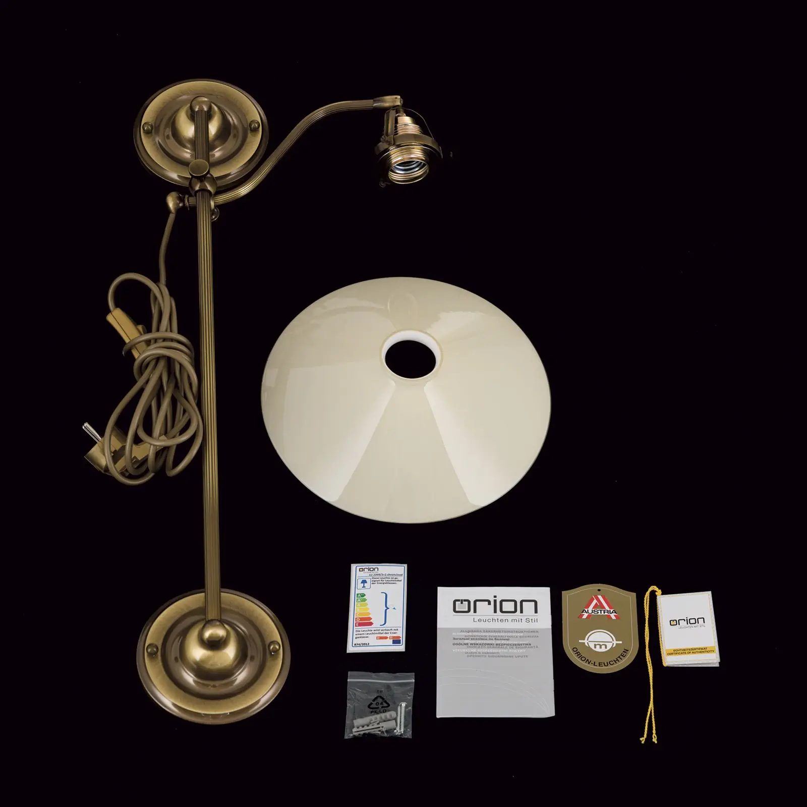 Zidna lampa ARTDESIGN sa jednim izvorom svetla, podesiva, antik mesing završna obrada, šampanj staklo - 8