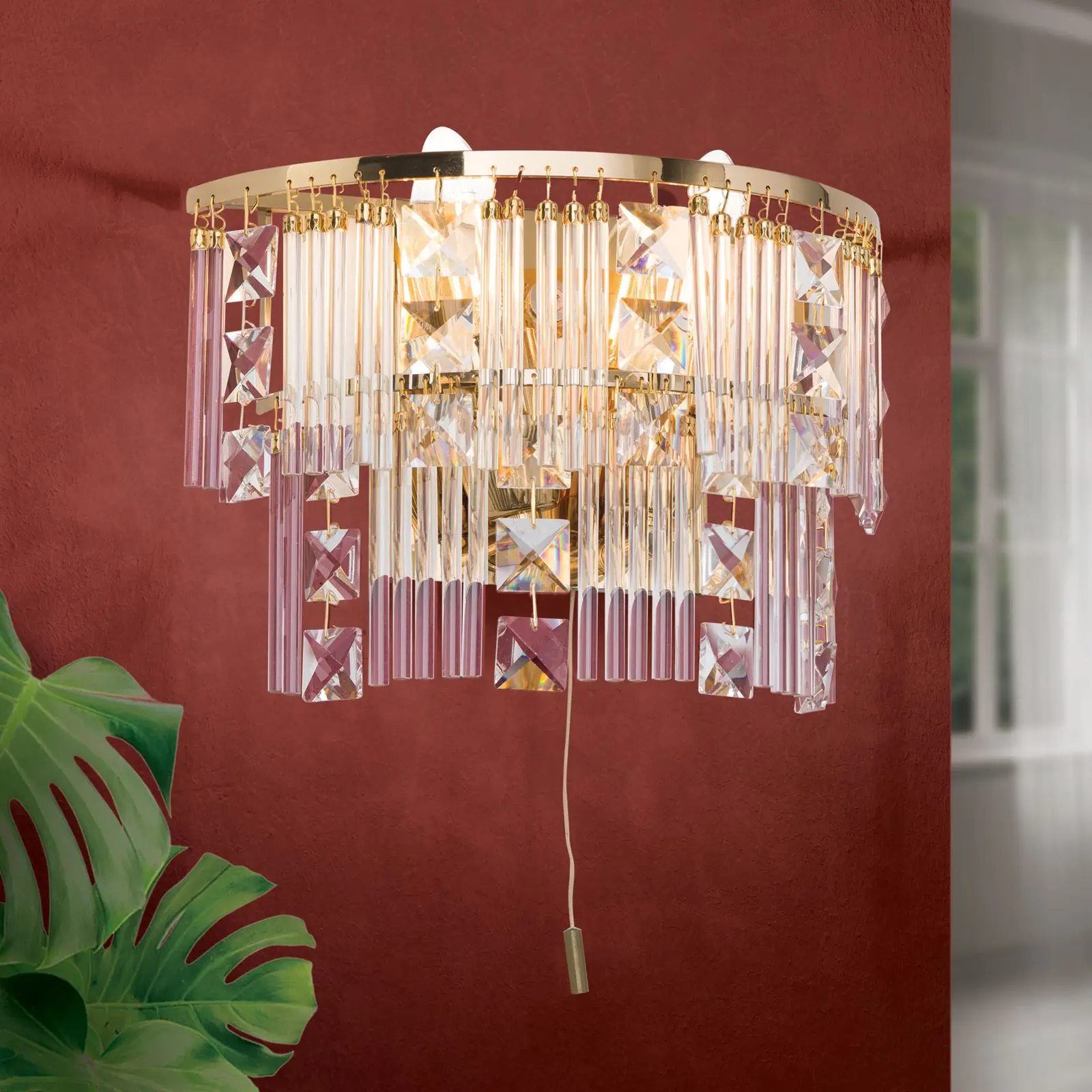 Zidna lampa KRISTALL KLASSISCH, sa dva izvora svetla, zlatna, H16 cm - 1