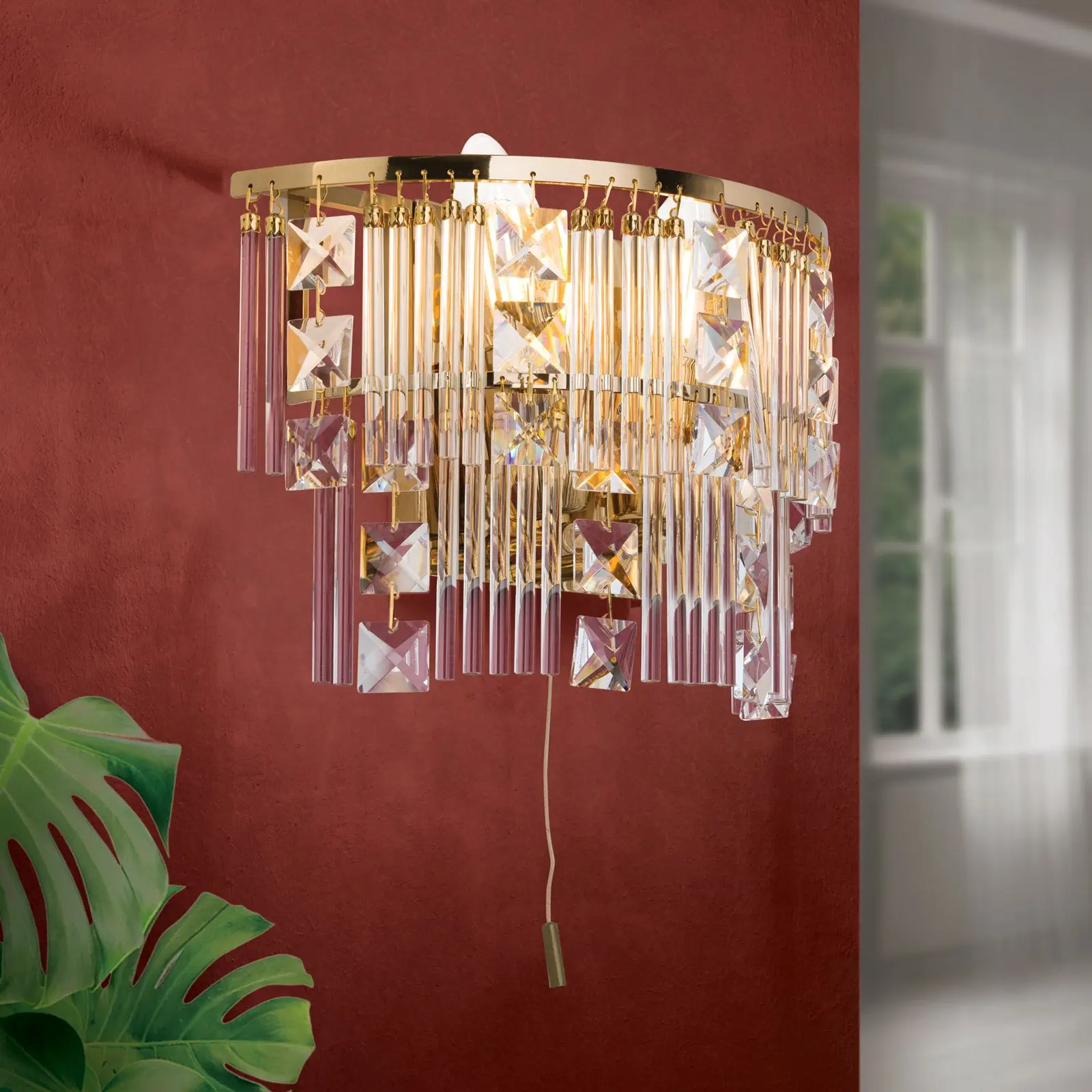 Zidna lampa KRISTALL KLASSISCH, sa dva izvora svetla, zlatna, H16 cm - 2