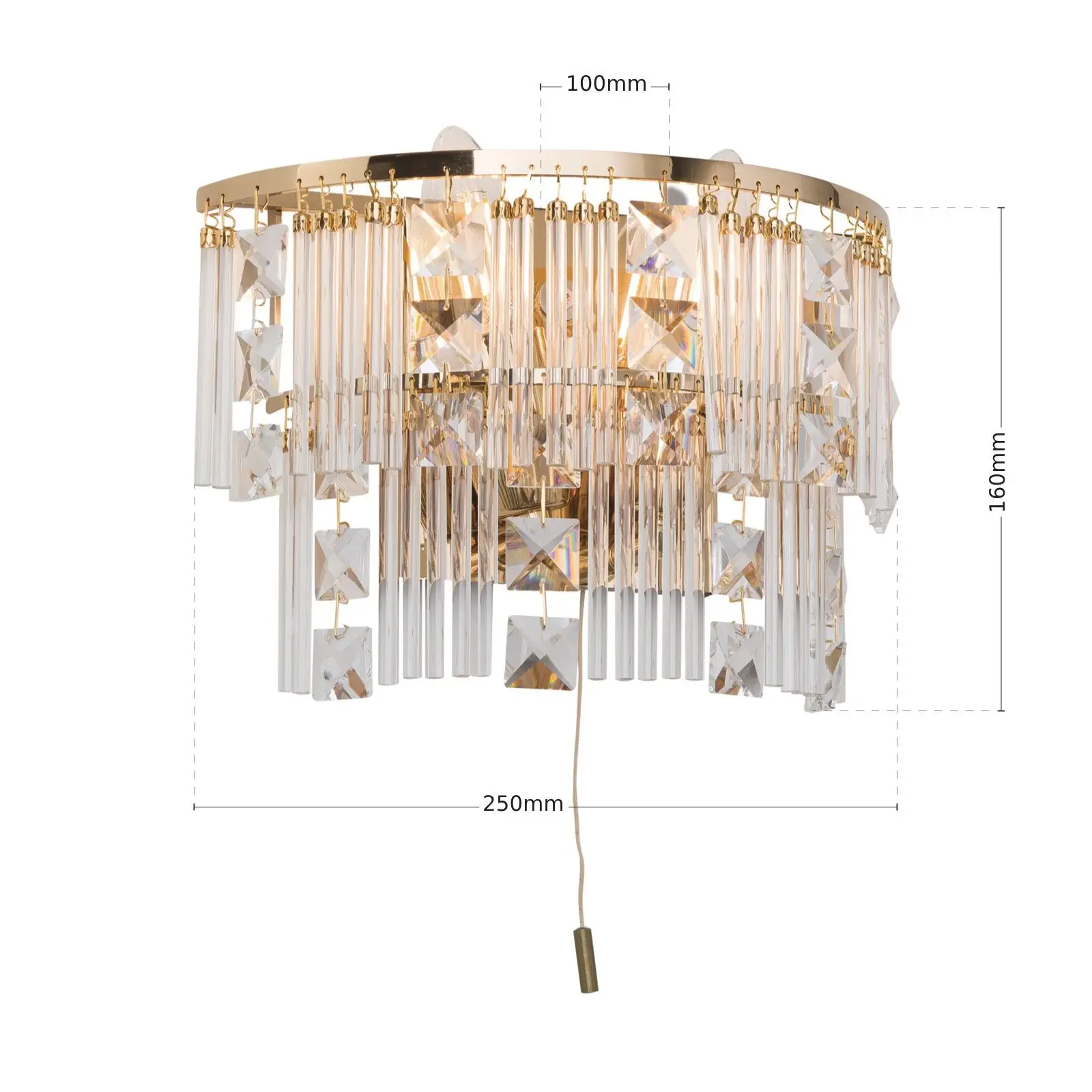 Zidna lampa KRISTALL KLASSISCH, sa dva izvora svetla, zlatna, H16 cm - 7