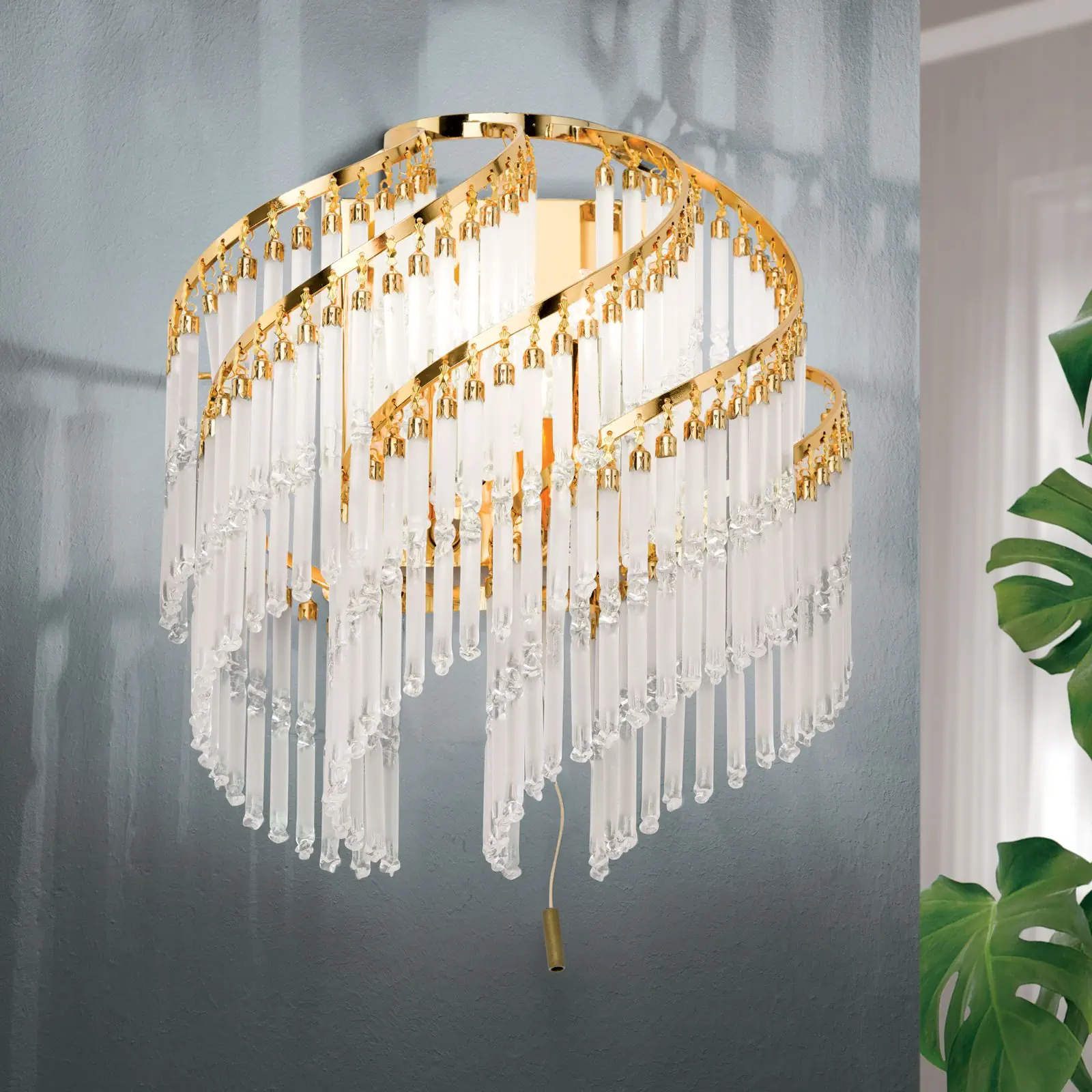 Okrugla zidna lampa KRISTALL KLASSISCH, 2 izvora svetla, zlatna, H24cm - 2