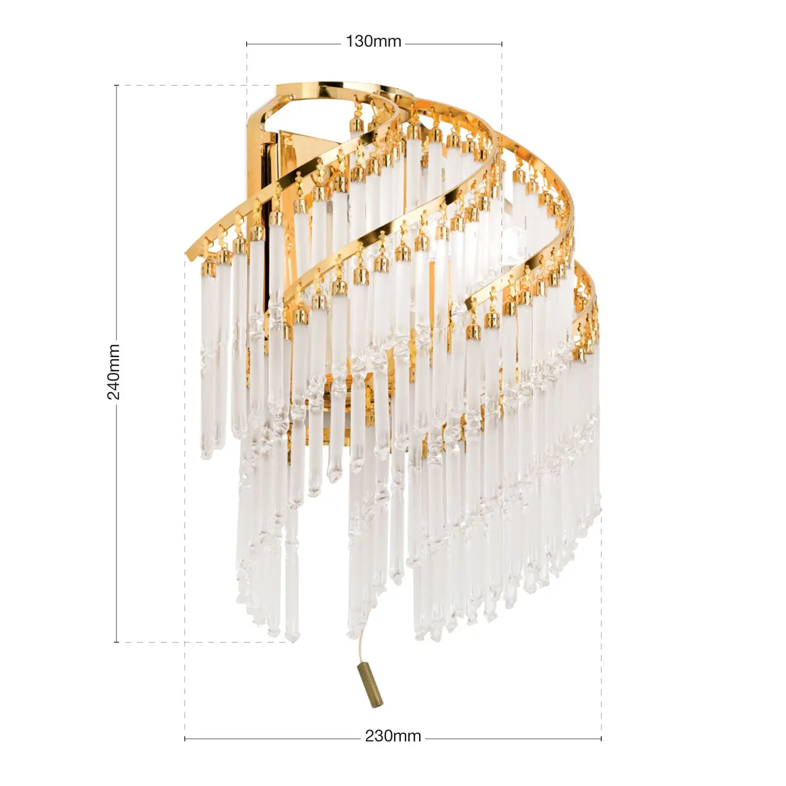 Okrugla zidna lampa KRISTALL KLASSISCH, 2 izvora svetla, zlatna, H24cm - 7