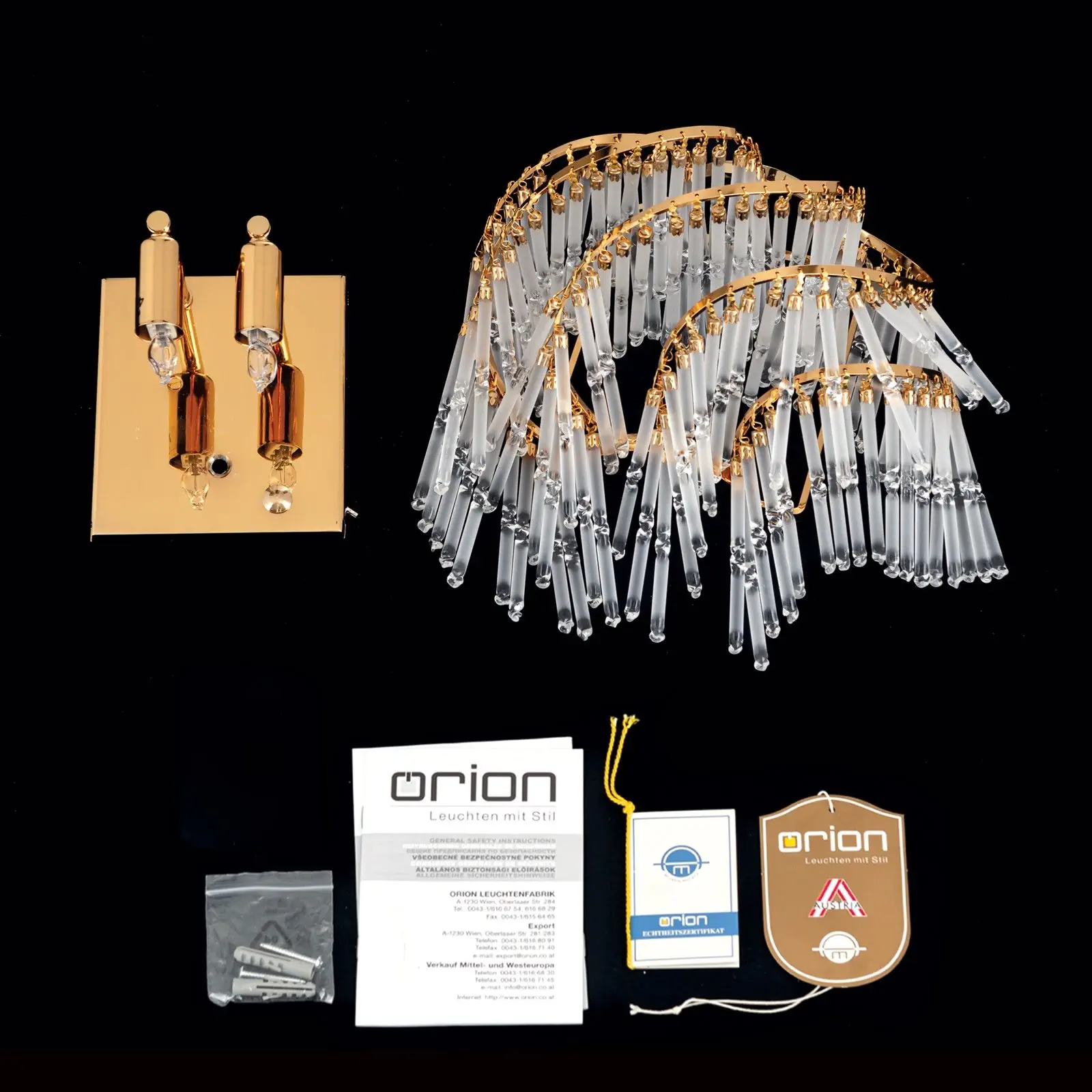 Okrugla zidna lampa KRISTALL KLASSISCH, 2 izvora svetla, zlatna, H24cm - 8