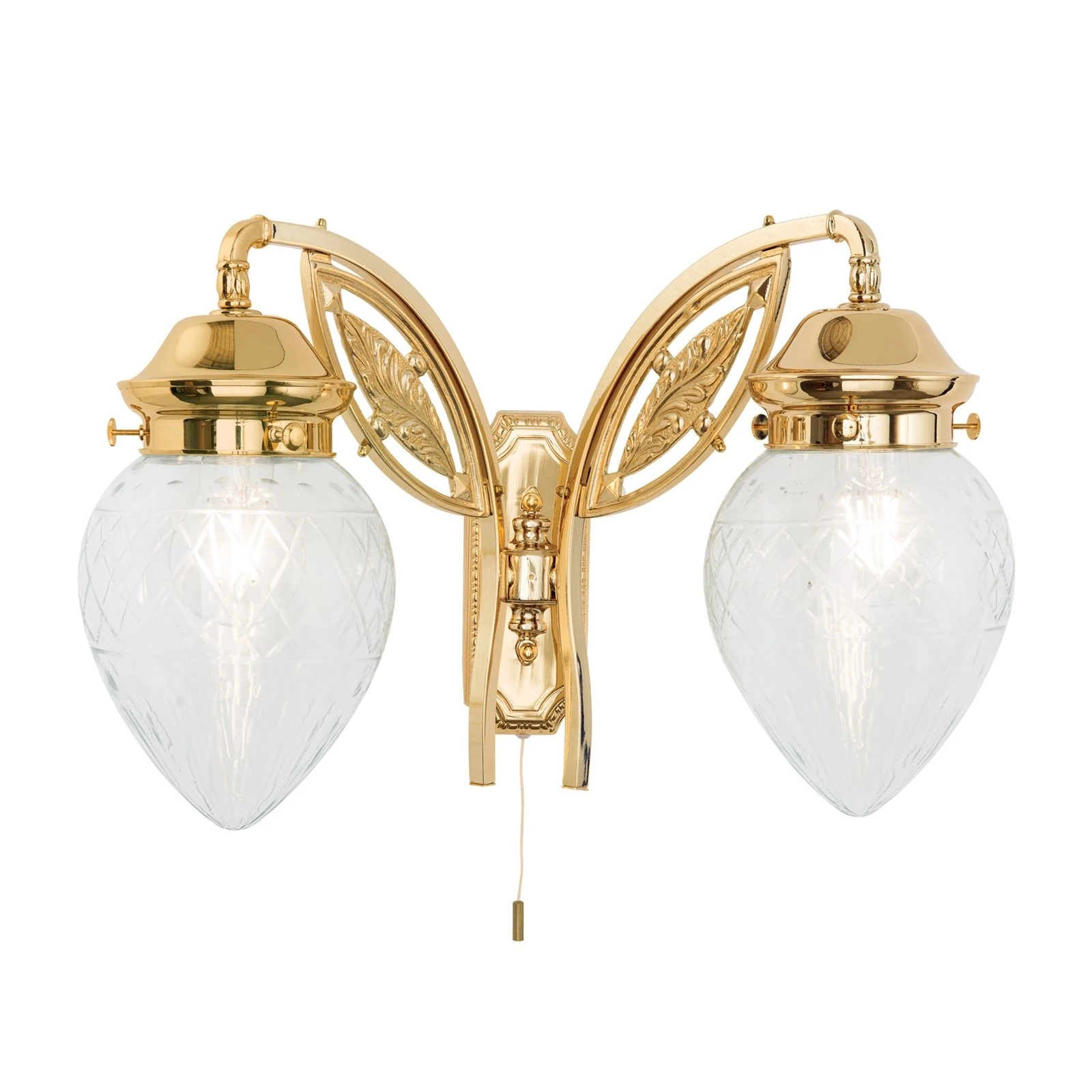 Zidna lampa BUDAPEST, 2 izvora svetla, 24-karatno pozlaćena, sa prozirnim sečenim staklima - 4