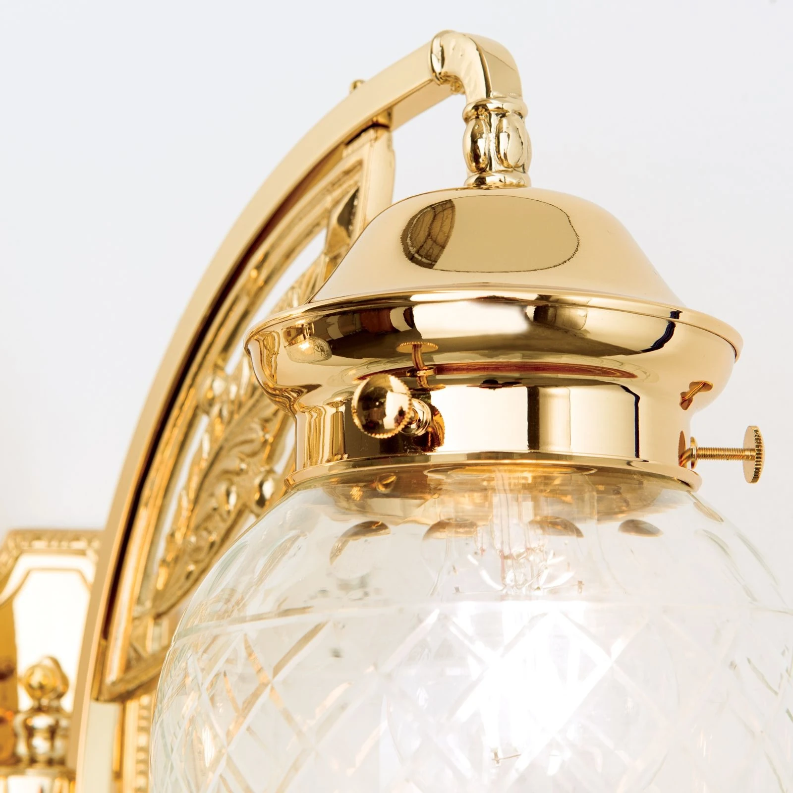 Zidna lampa BUDAPEST, 2 izvora svetla, 24-karatno pozlaćena, sa prozirnim sečenim staklima - 6