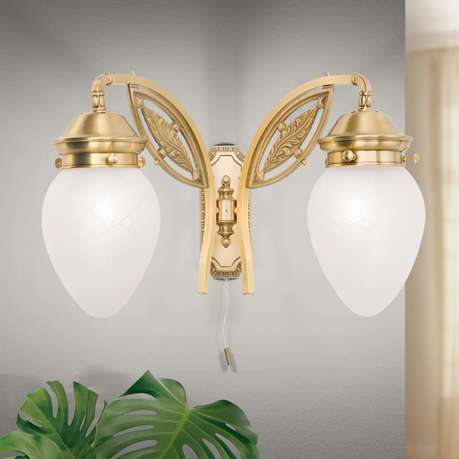 Zidna lampa BUDAPEST, sa dva izvora svetla, bronzana - 1