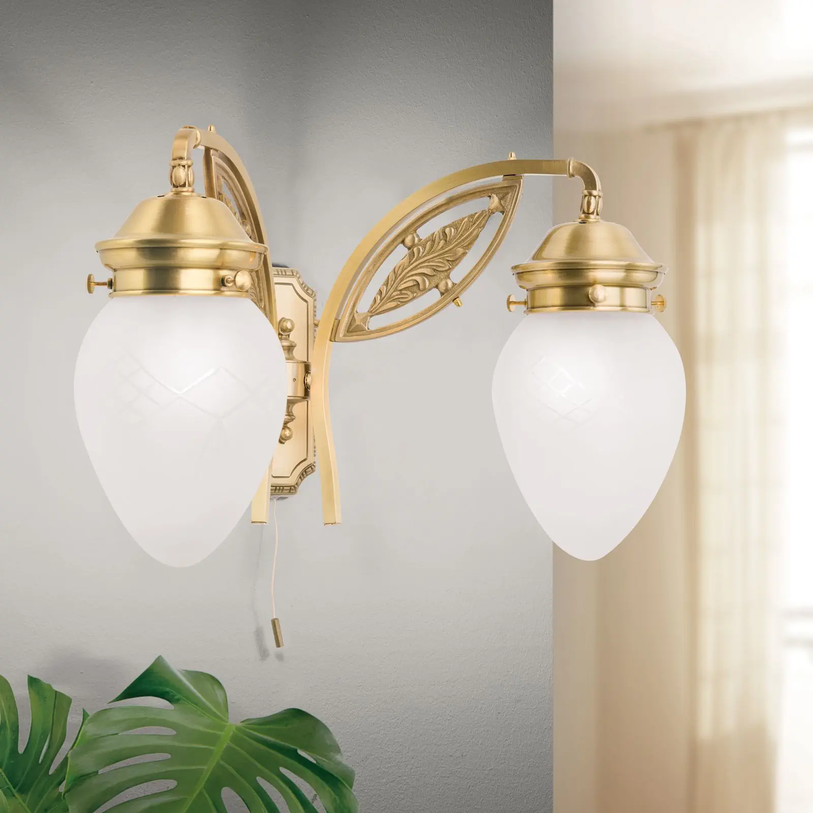 Zidna lampa BUDAPEST, sa dva izvora svetla, bronzana - 2