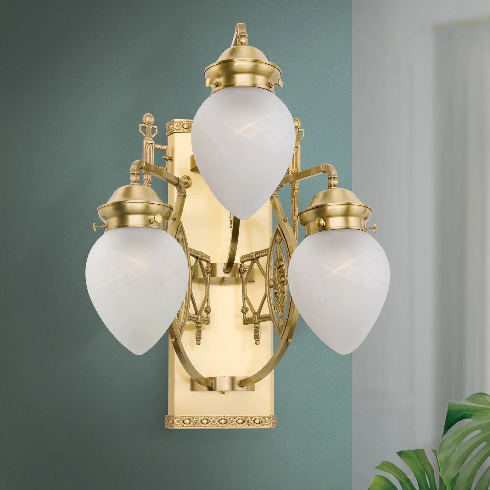 Zidna lampa BUDAPEST, sa tri izvora svetla, bronzana - 3