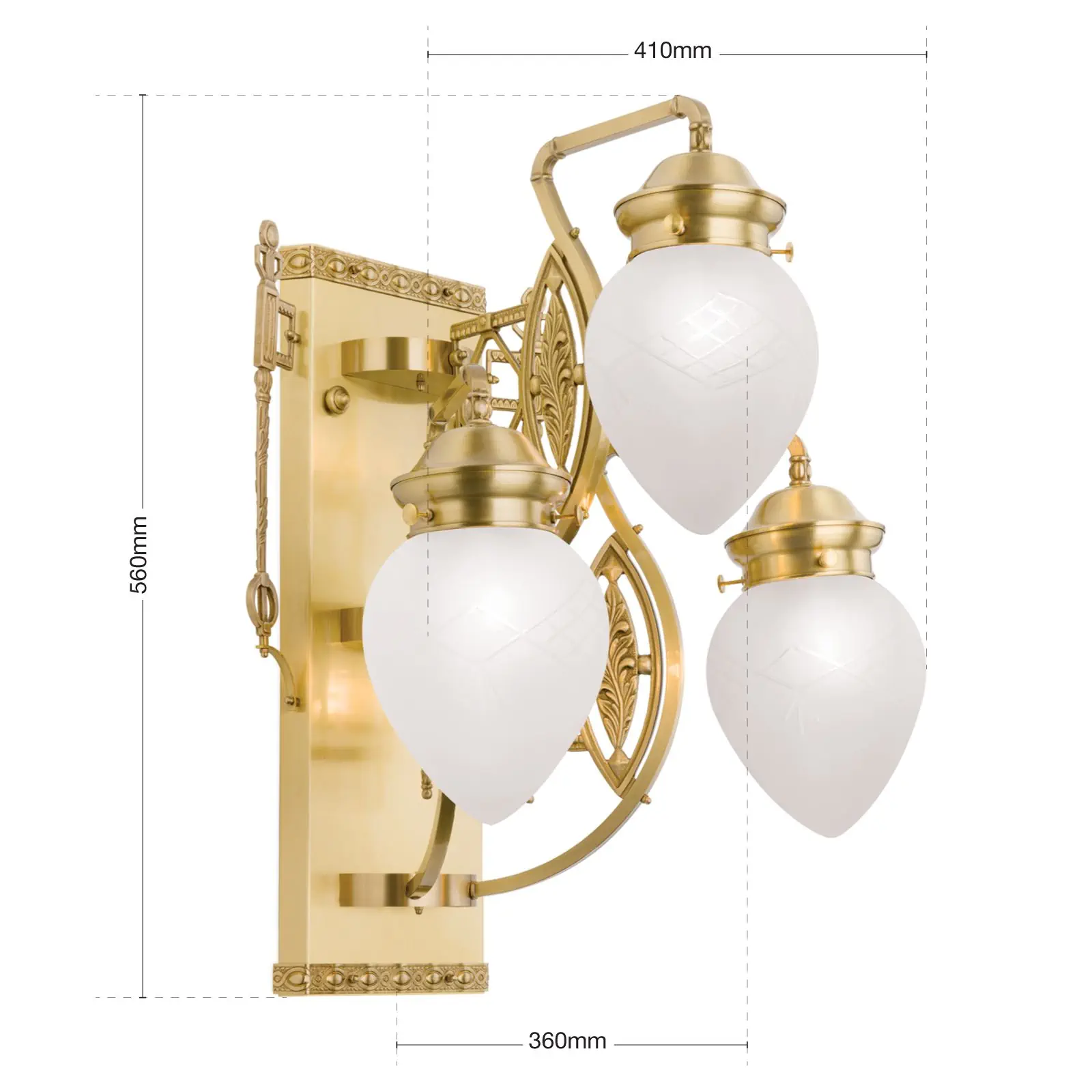 Zidna lampa BUDAPEST, sa tri izvora svetla, bronzana - 7