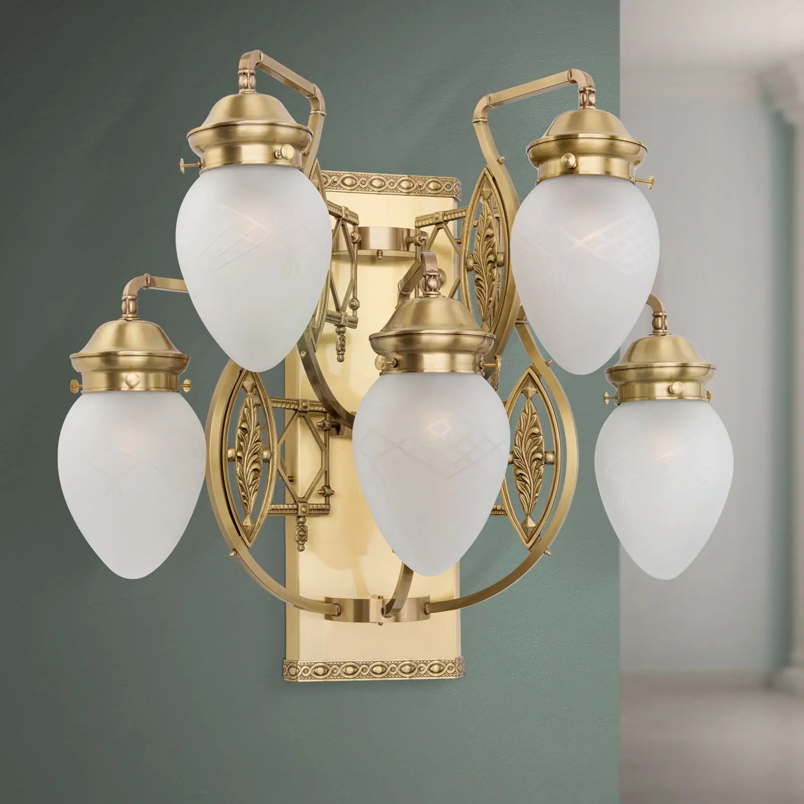 Zidna lampa BUDAPEST, sa pet izvora svetla, bronzana - 3