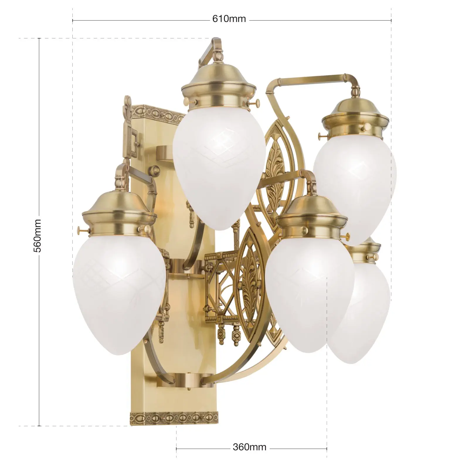 Zidna lampa BUDAPEST, sa pet izvora svetla, bronzana - 7