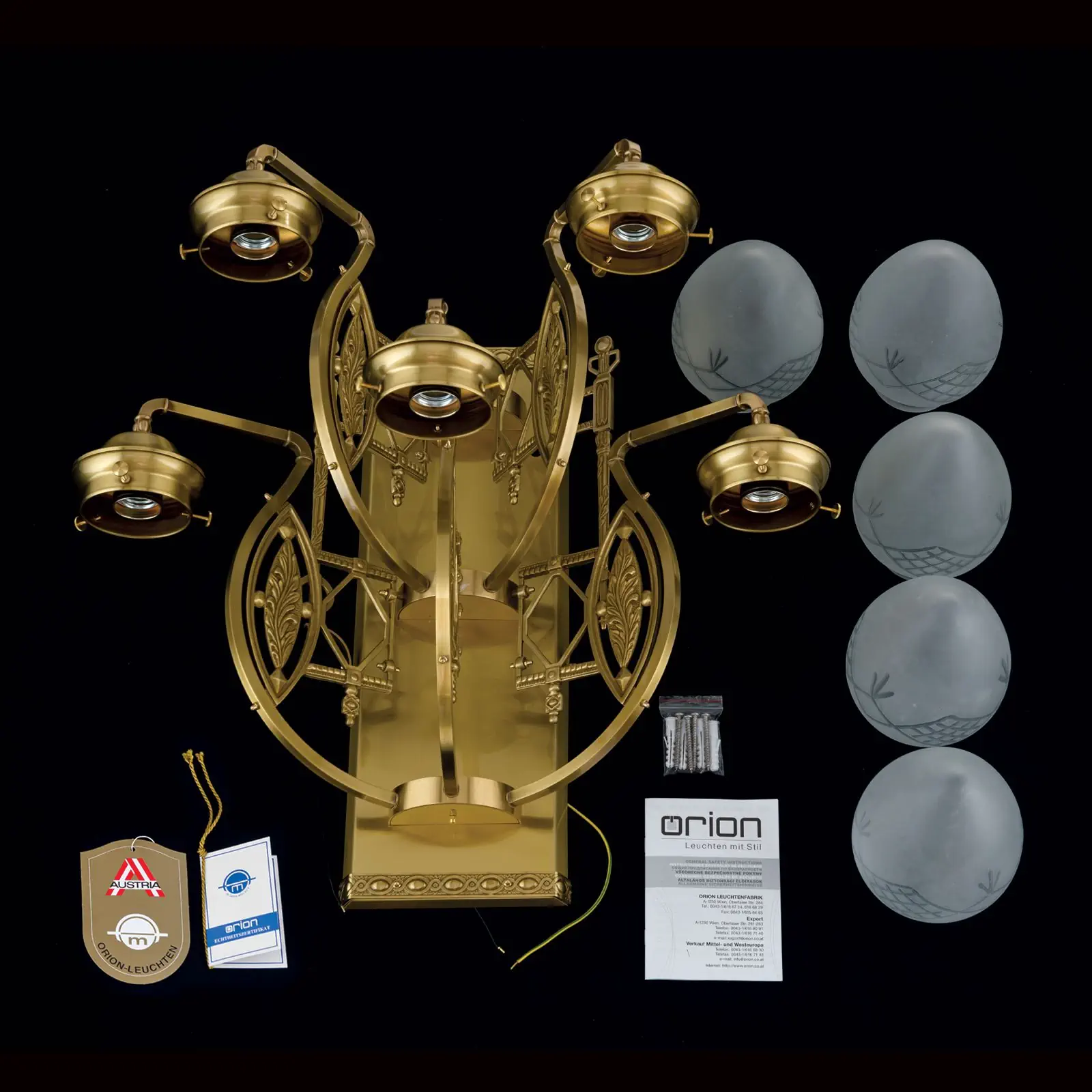 Zidna lampa BUDAPEST, sa pet izvora svetla, bronzana - 8