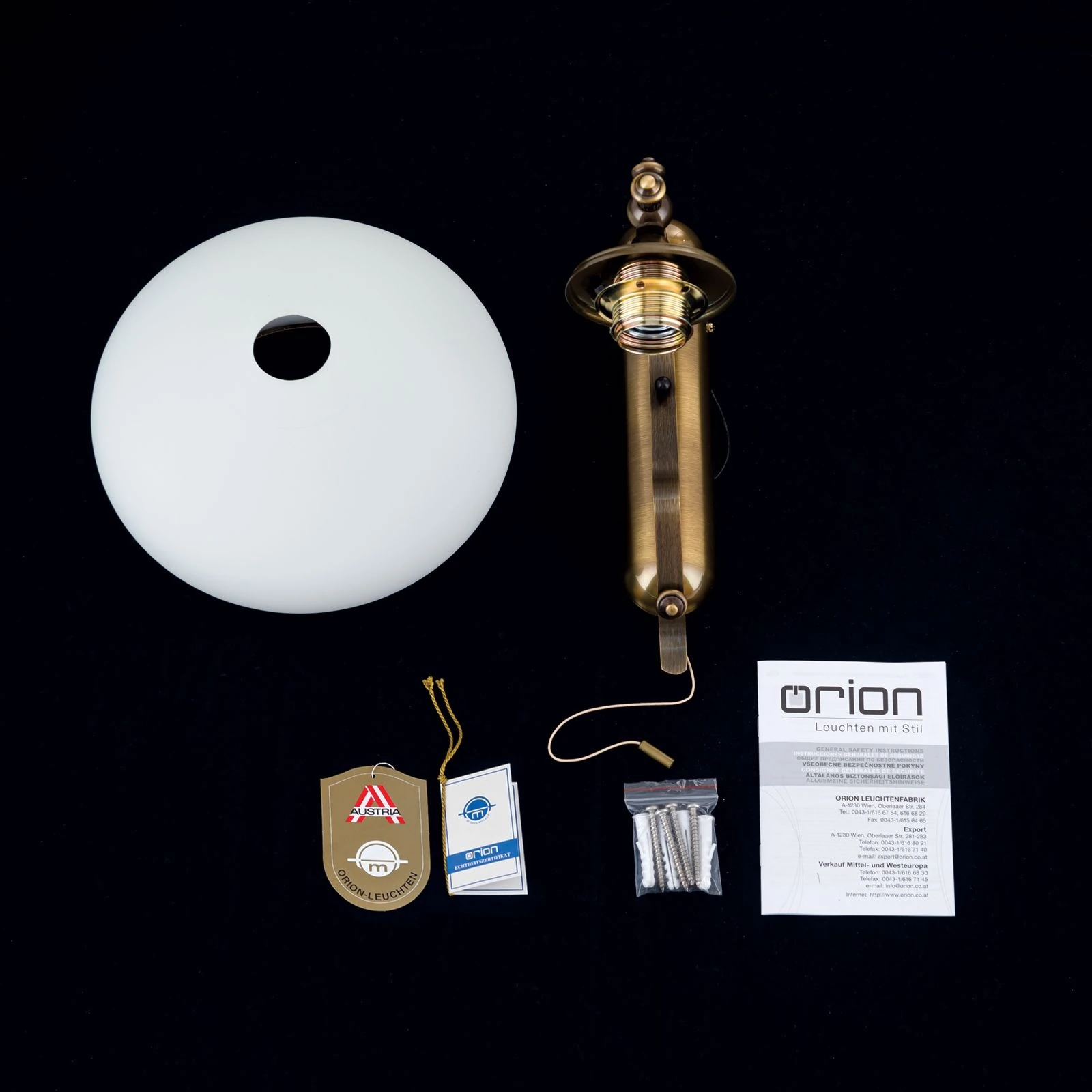 Zidna lampa EMPIRE, sa jednim izvorom svetla, antik mesing - 8