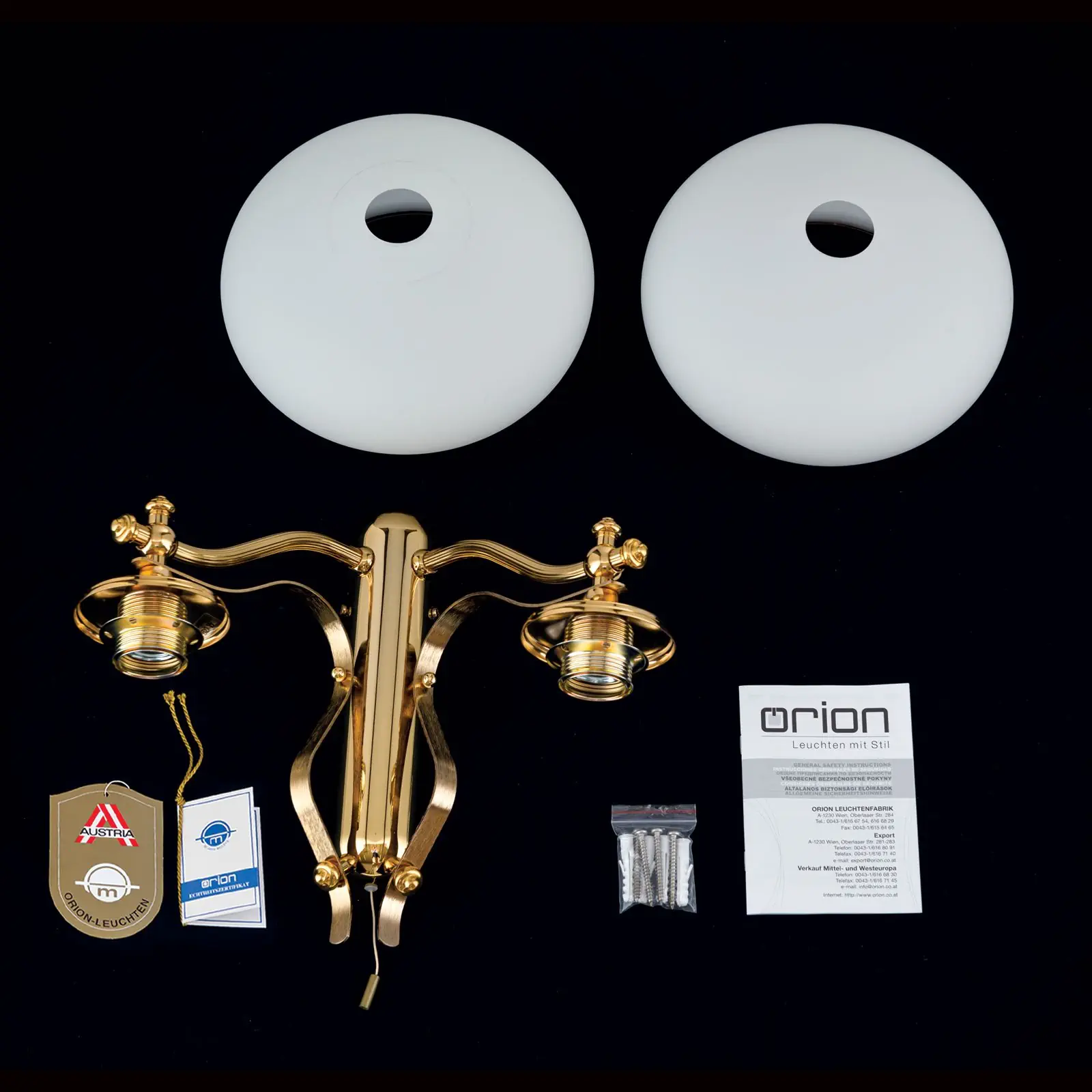 Zidna lampa EMPIRE, sa dva izvora svetla, pozlaćeno - 8