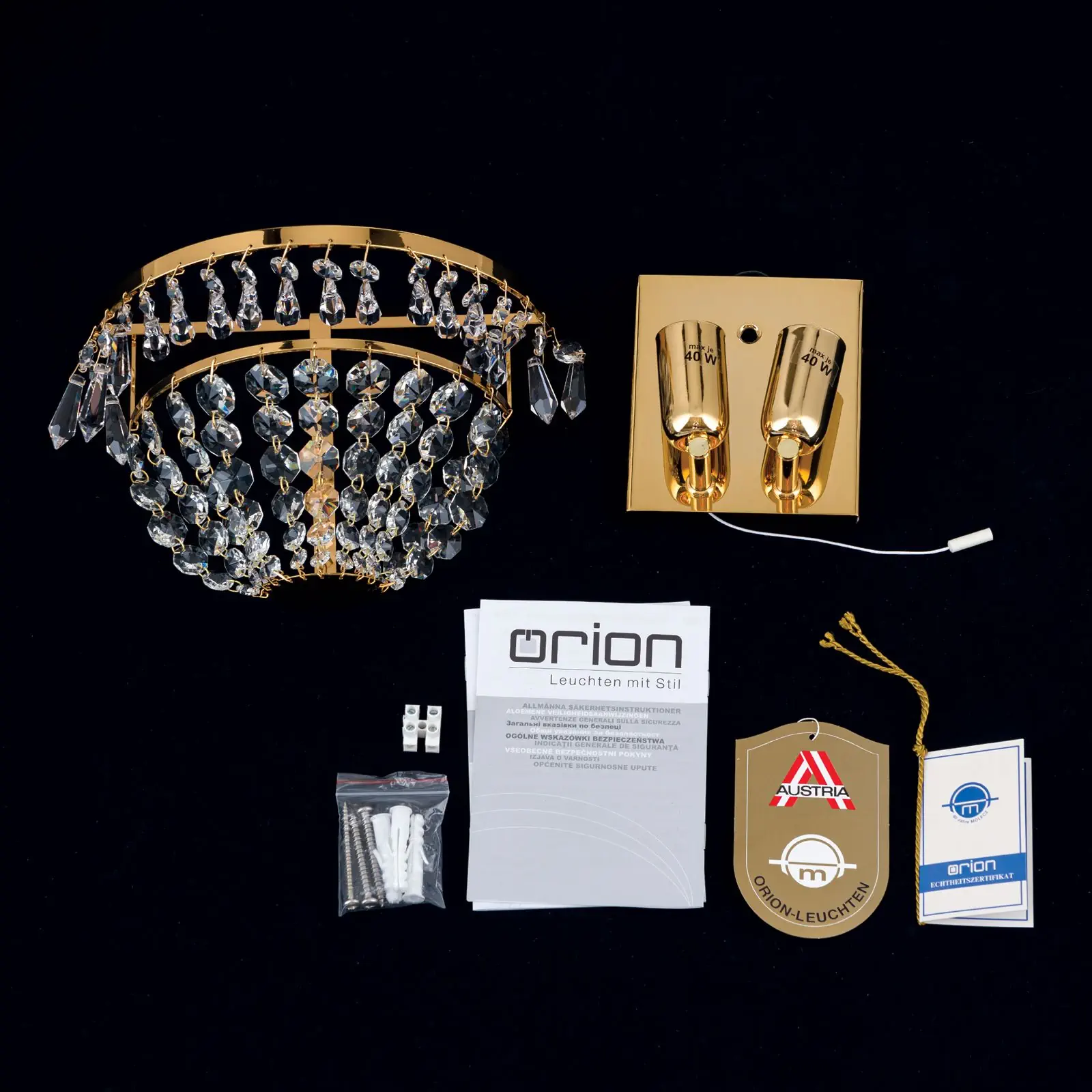 Zidna lampa SHERATON, 24-karatno pozlaćena - 8