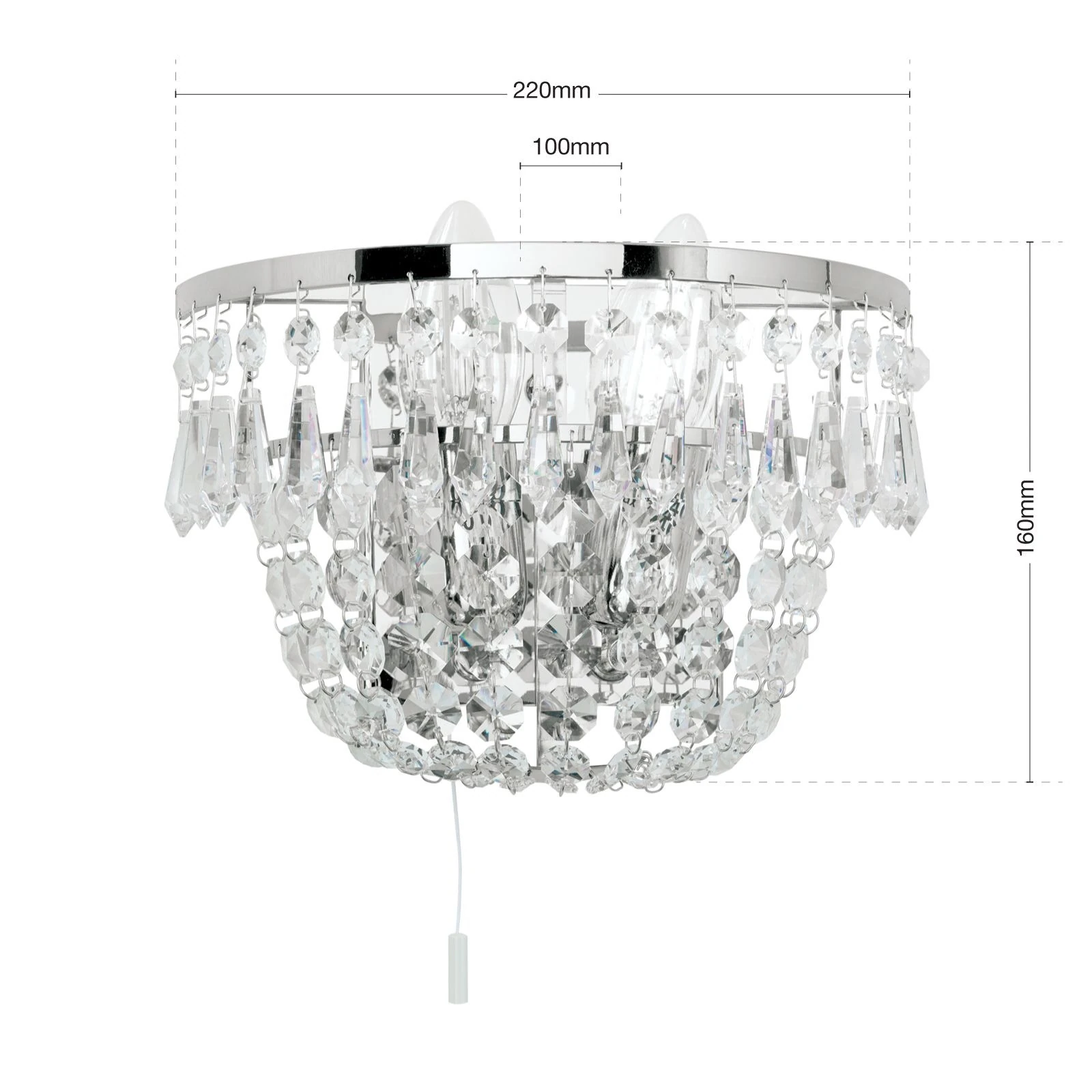 Zidna lampa SHERATON, 2 izvora svetla, hromirana - 7