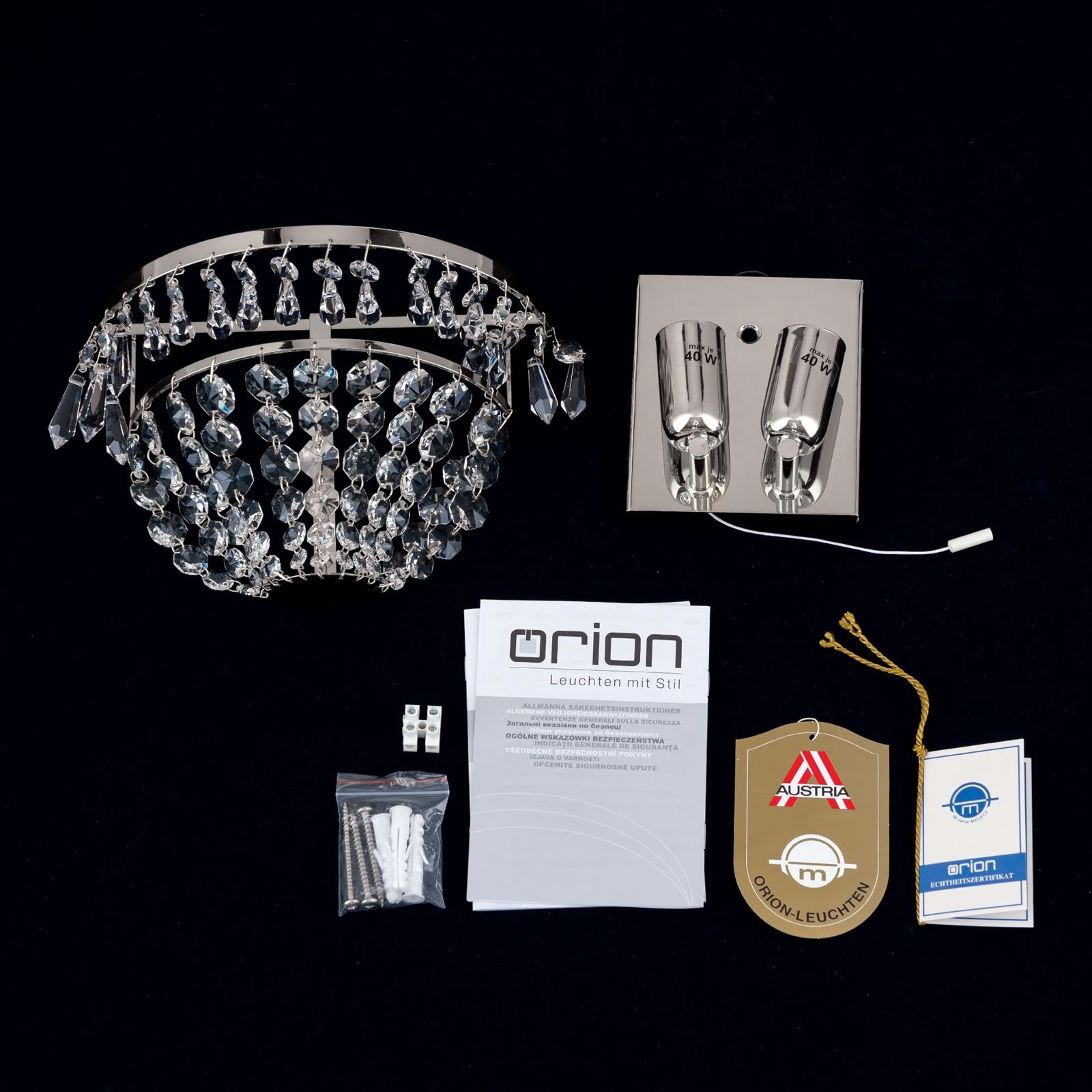 Zidna lampa SHERATON, 2 izvora svetla, hromirana - 8