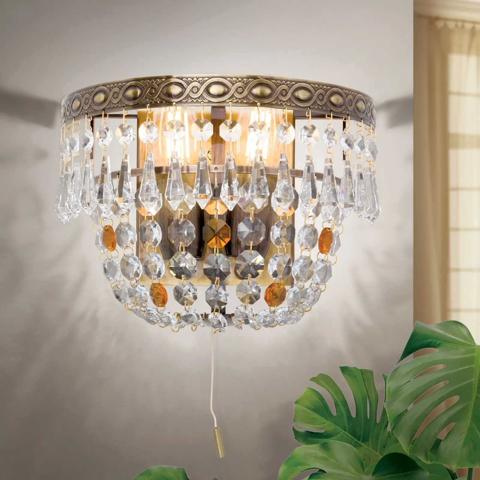 Zidna lampa SHERATON sa dva izvora svetla, patina, visina 16 cm