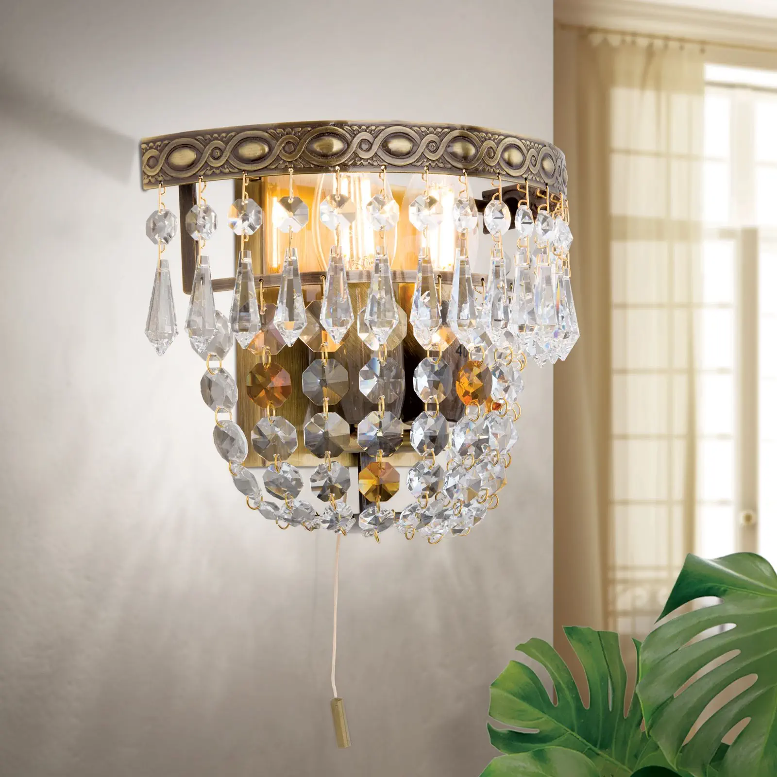 Zidna lampa SHERATON sa dva izvora svetla, patina, visina 16 cm - 2