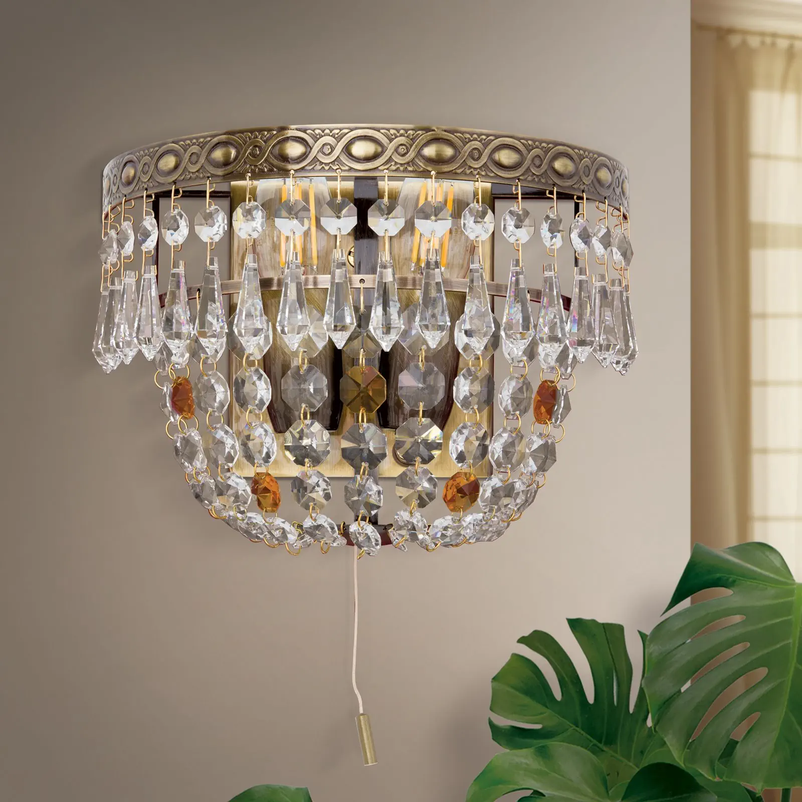 Zidna lampa SHERATON sa dva izvora svetla, patina, visina 16 cm - 3