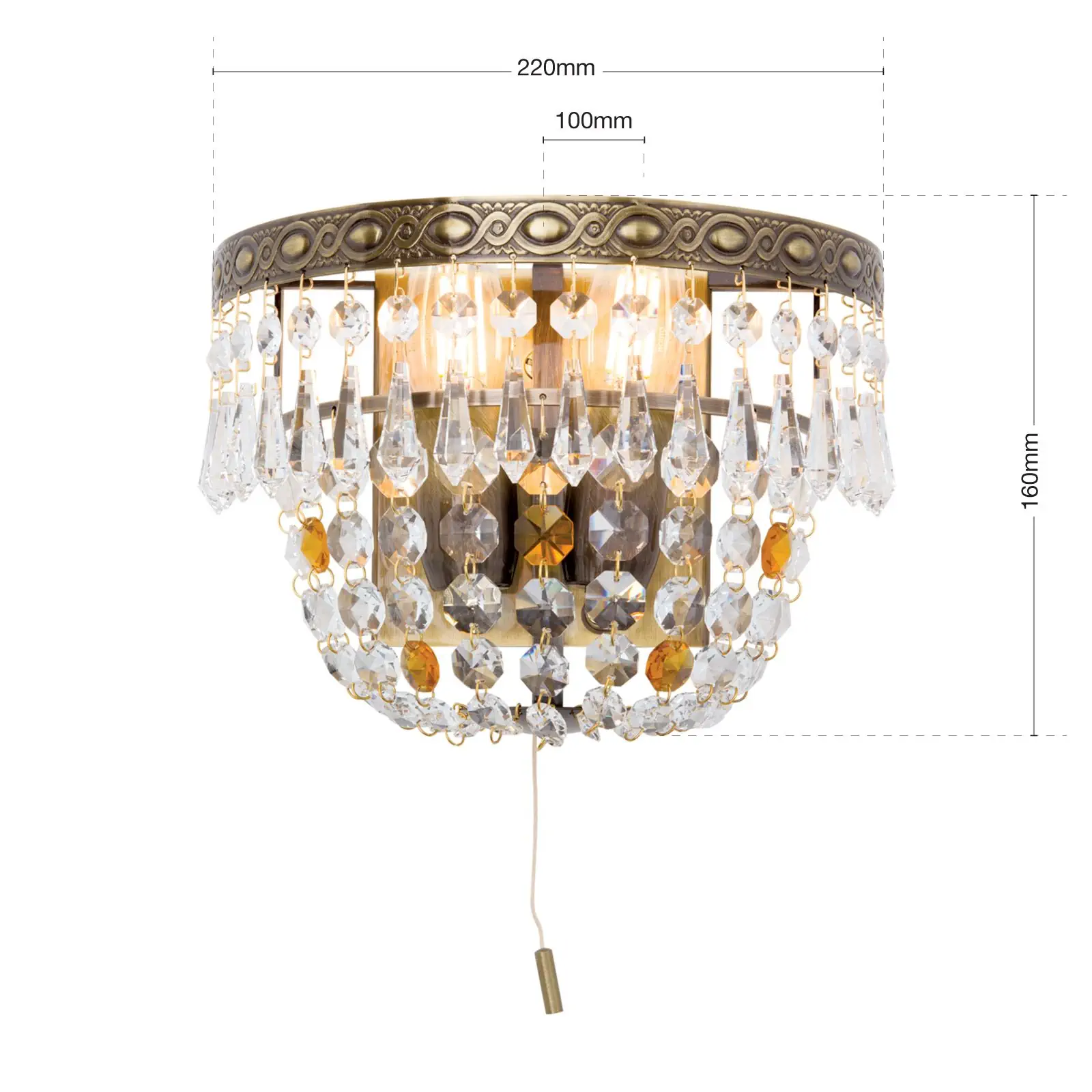 Zidna lampa SHERATON sa dva izvora svetla, patina, visina 16 cm - 7