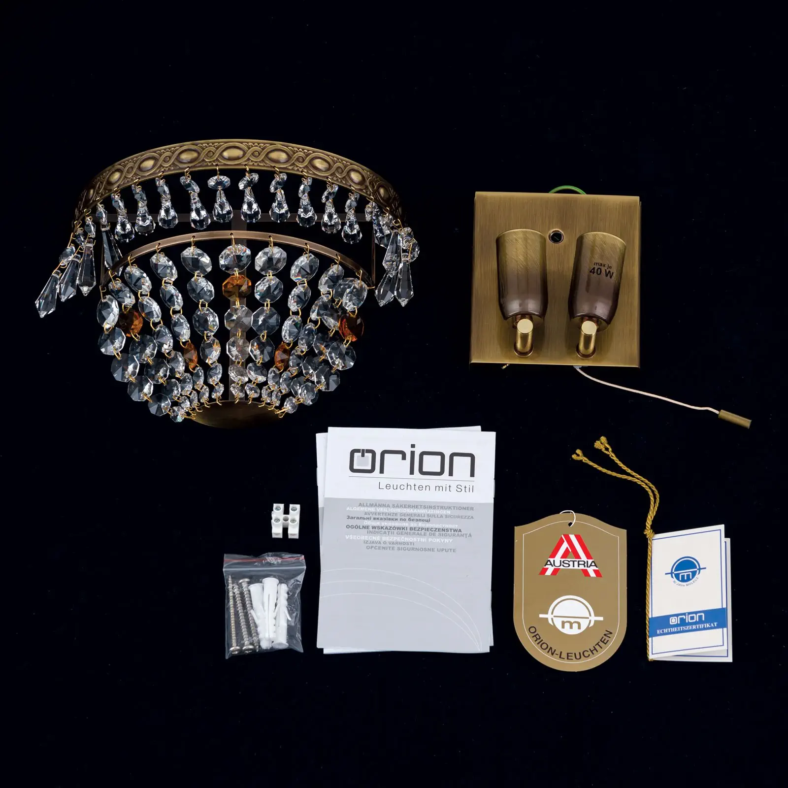 Zidna lampa SHERATON sa dva izvora svetla, patina, visina 16 cm - 8